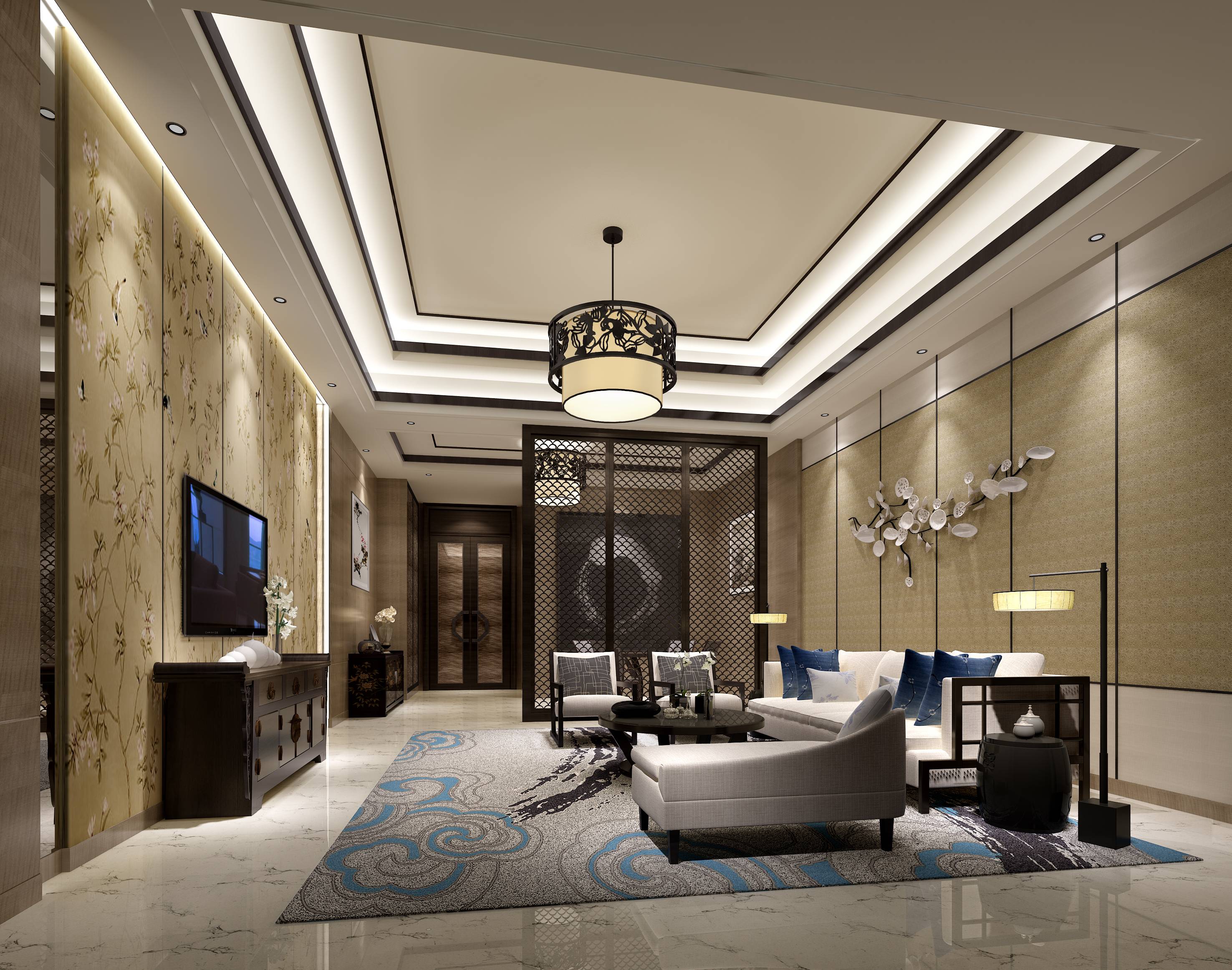 新中式 中式古典 奢华家装别墅样板房-13-12