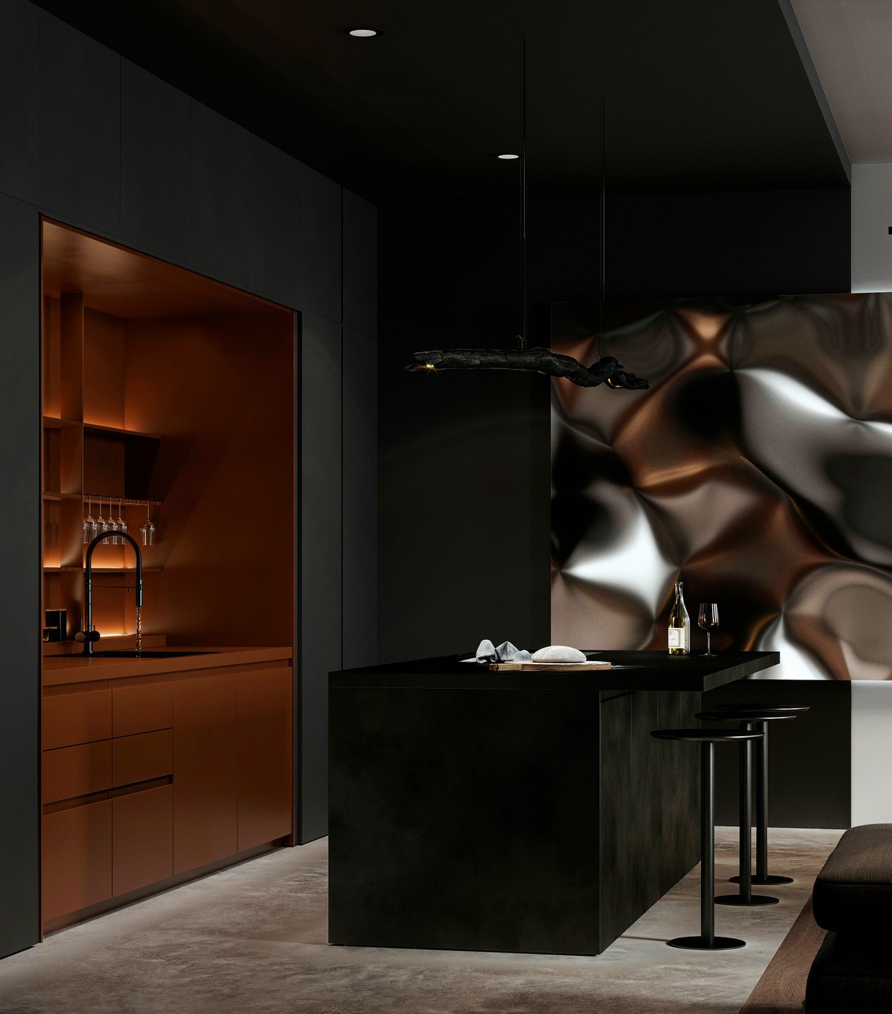 黑色系住宅设计  这也太高级了吧！-9