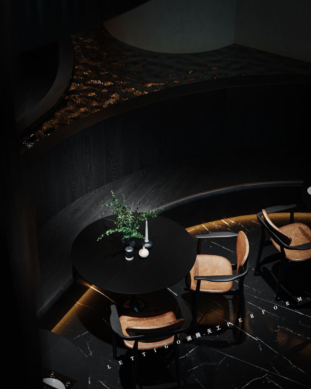 充满高端商务范的暗黑调西餐厅-8