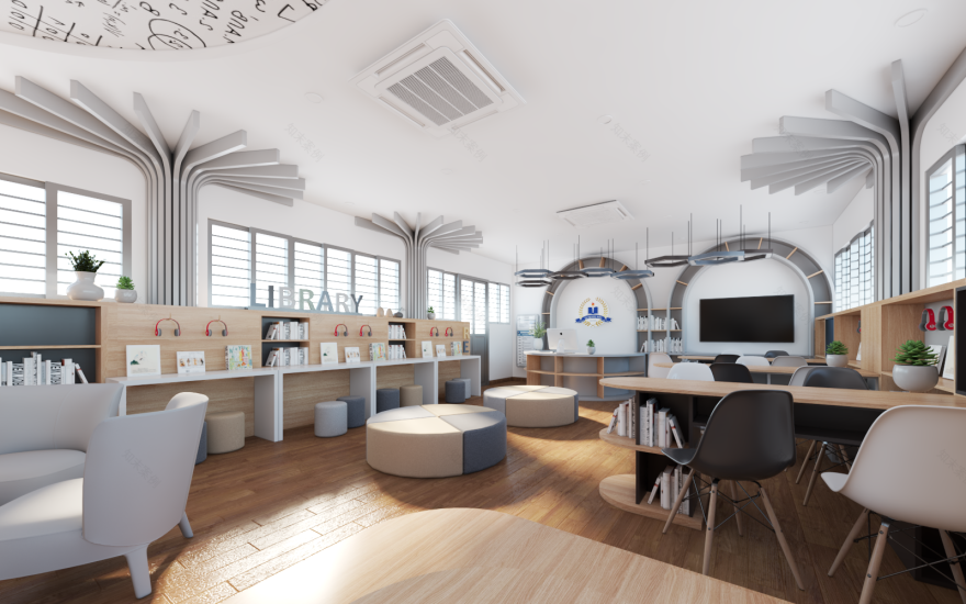 中学多媒体空间改图书馆项目丨越南河内-4