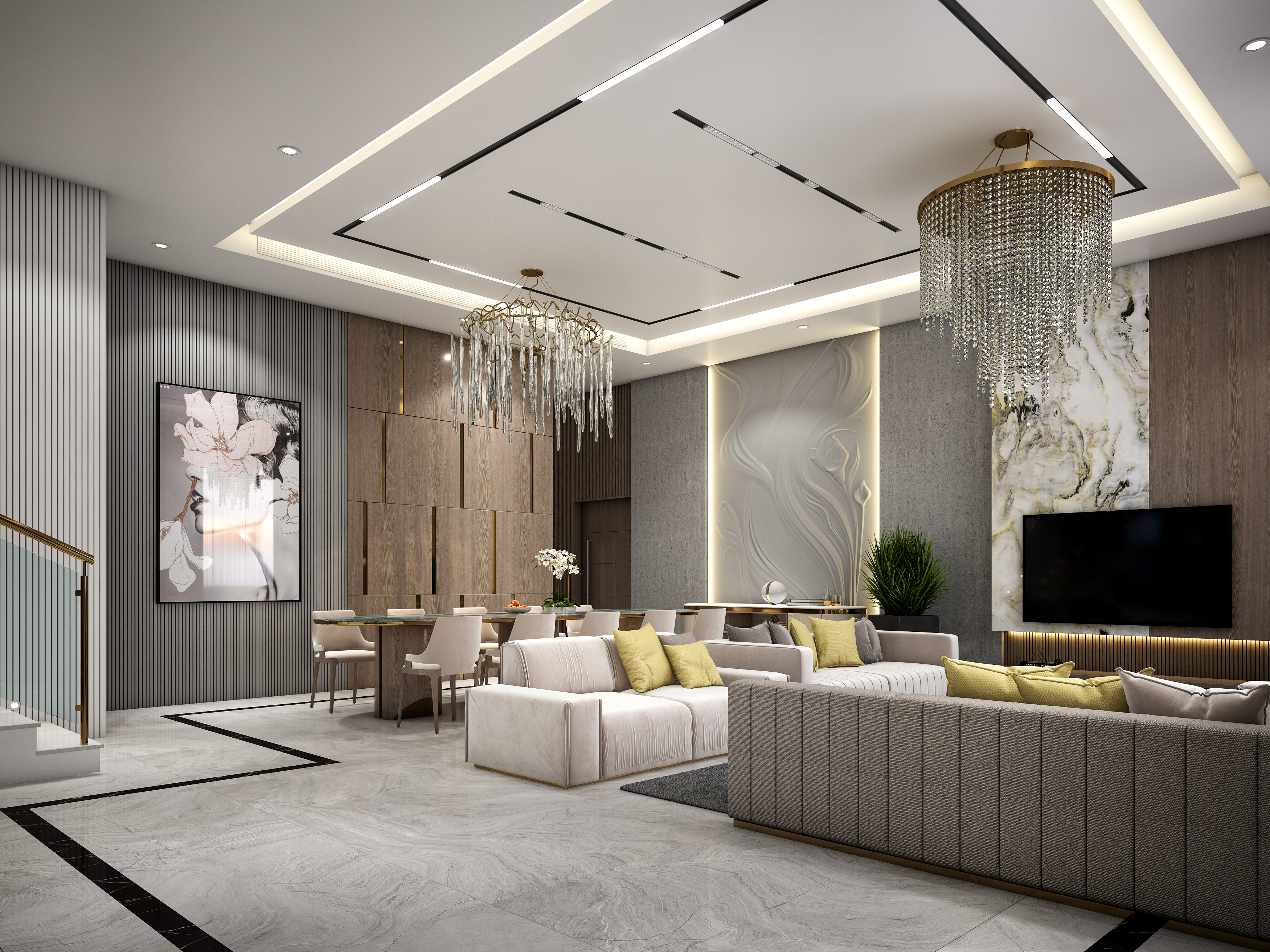 家庭客厅室内设计丨阿联酋迪拜丨Anish_ Visuals-5