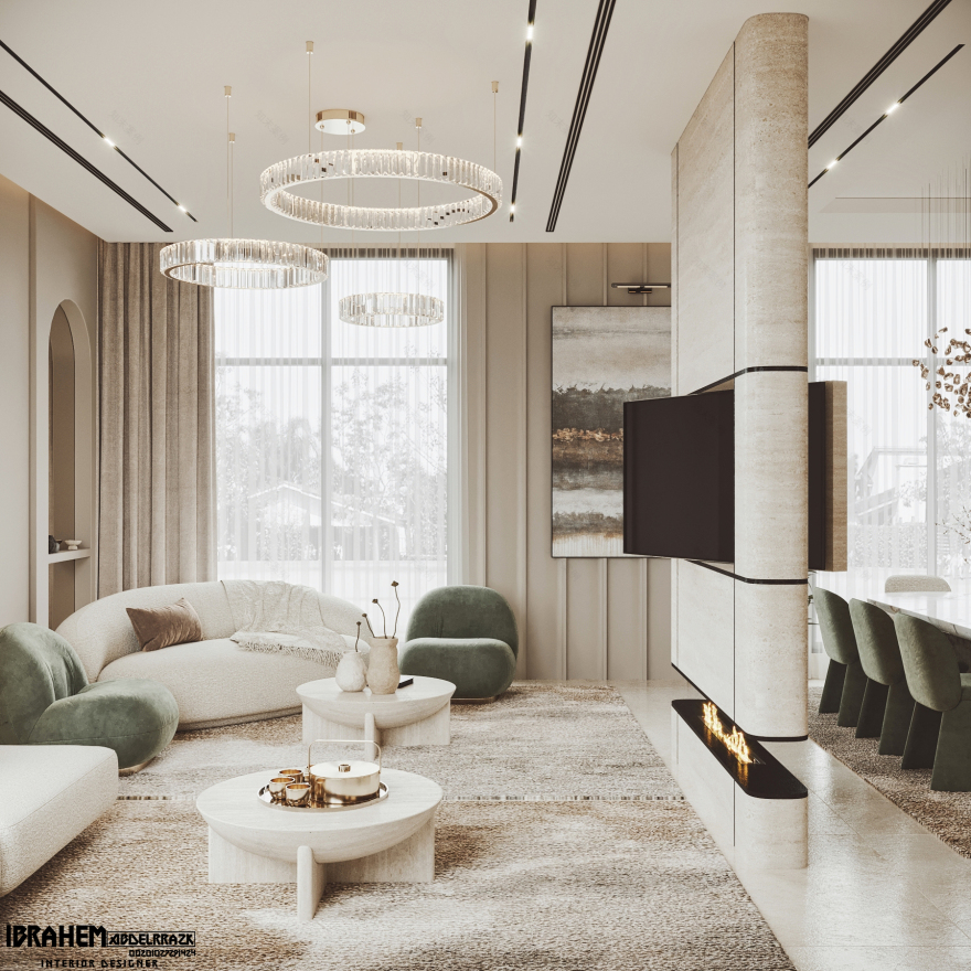 现代家庭大厅+楼梯丨IBRAHIM ABDELRAZK-11