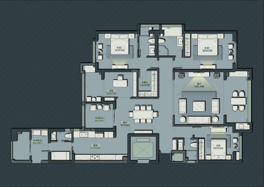 50度灰——246㎡福州融桥外滩样板房-37