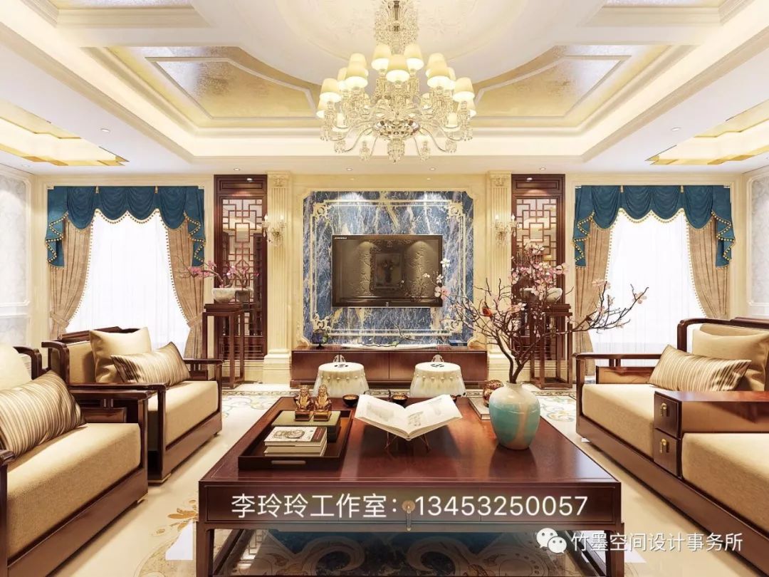 欧式浪漫融入中式韵律,350m²大平层设计-4