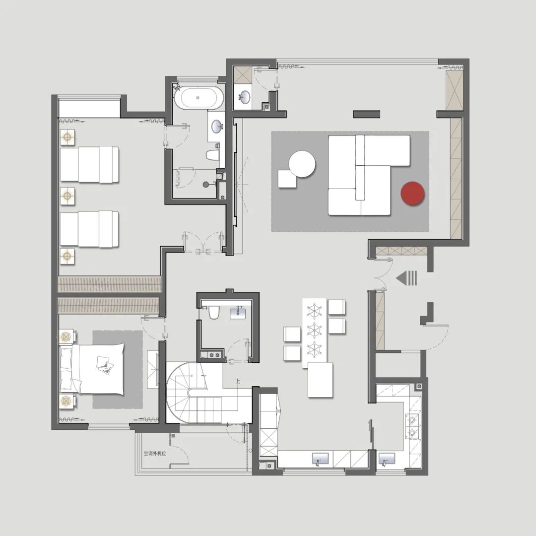 万科翡翠国际现代挑空别墅丨旗盛装饰-15