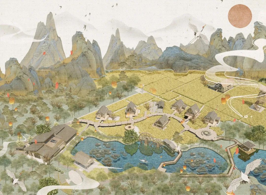 大四学妹的本科毕设将民宿建筑融入稻田之中！“可再生能源技术+组团式布局”栈道式串联功能区！自然环境与民俗文化相辅相成的民宿设计-96