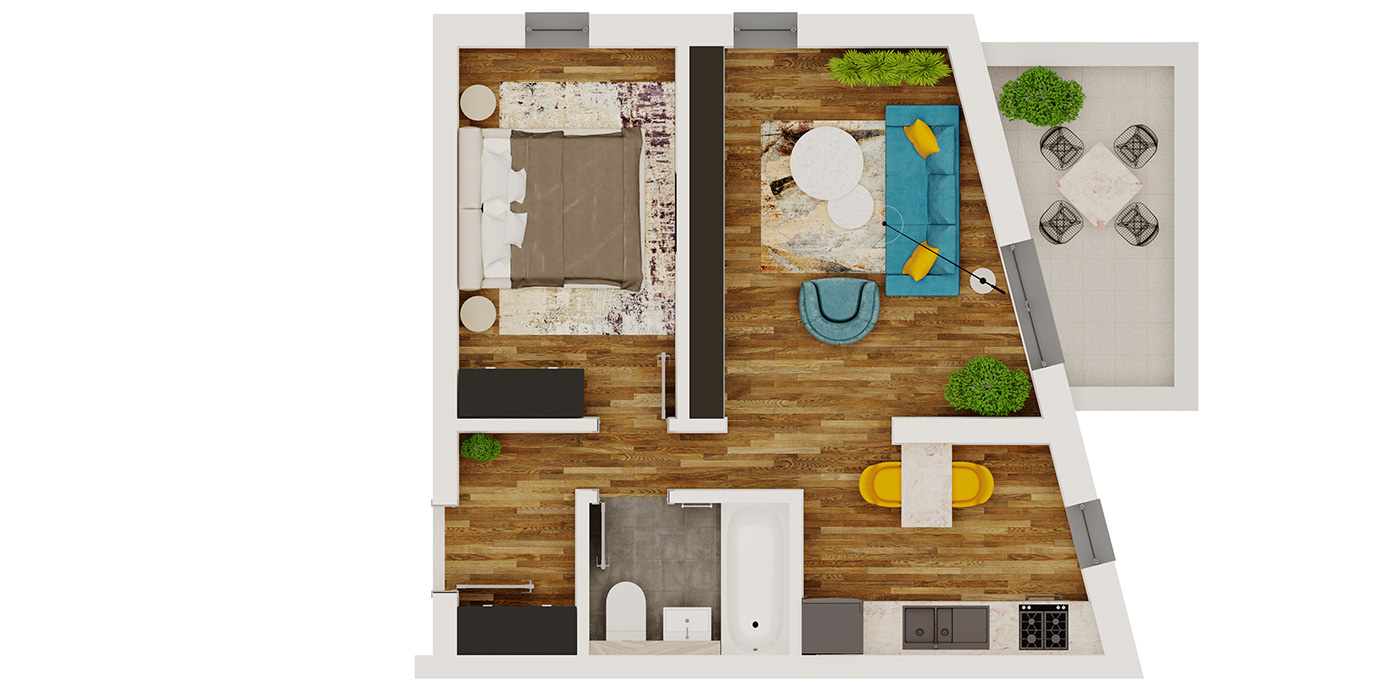 Anastasiya Gushchina丨公寓丨Apartment Floor plan render-0