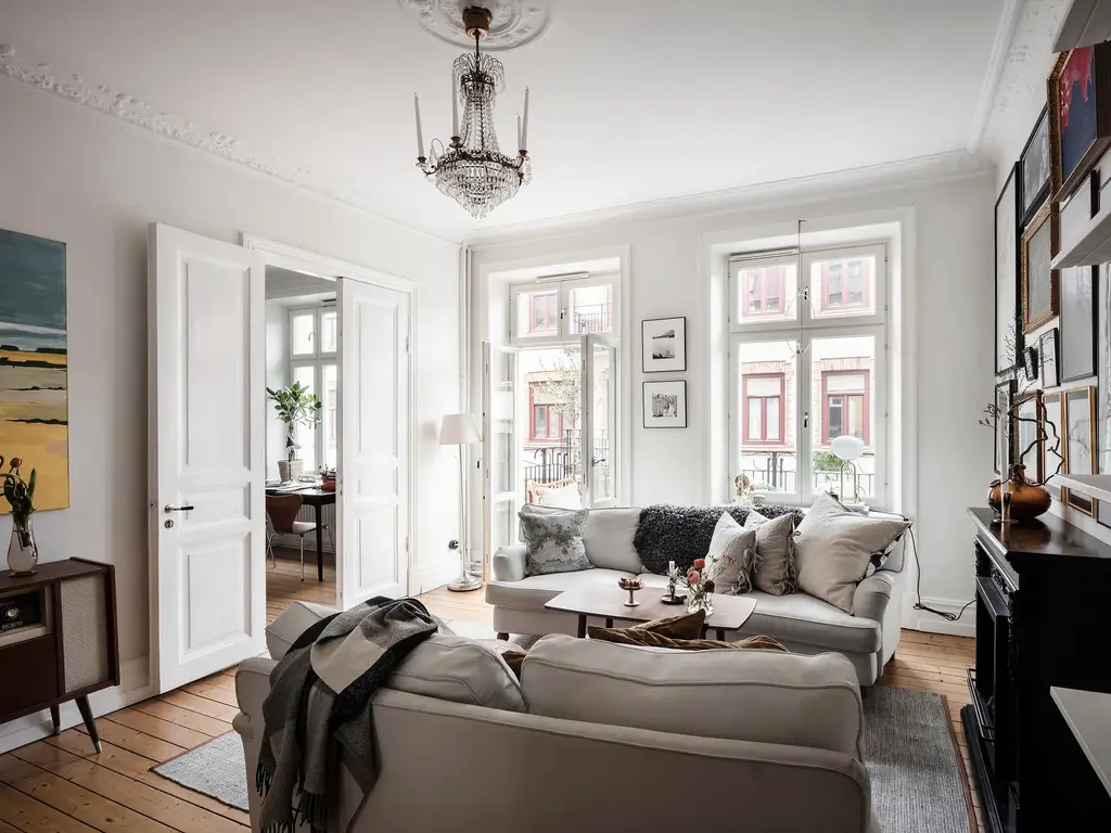 "瑞典古董公寓的灰色乡村厨房设计"-12