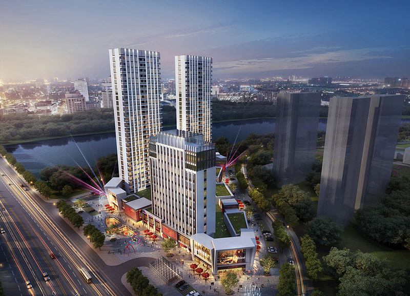 繁华都市中的宜居绿洲·商住楼建筑外观设计案例-8