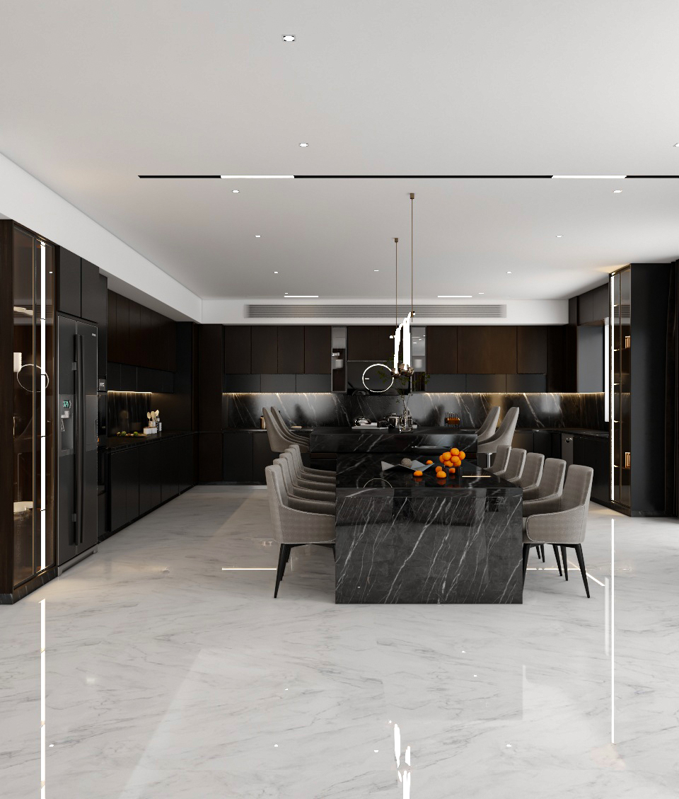 Living room with luxurious kitchen-8
