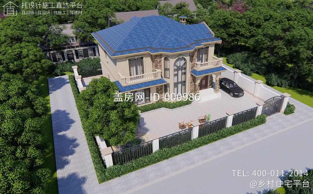 【设计师案例】土建参考造价57万，面宽13.6m×进深12m湖南娄底二层欧式别墅-39