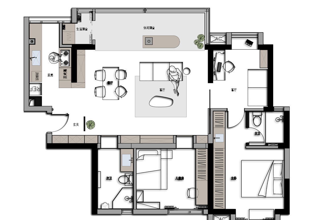 108㎡爆改,双入户动线,混搭的二人居-34