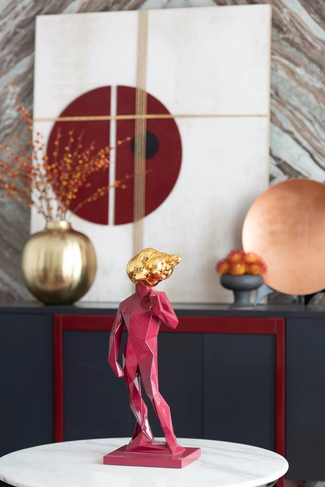 【元禾大千软装新作】220㎡“中国红”东方摩登别墅样板间设计方案-11