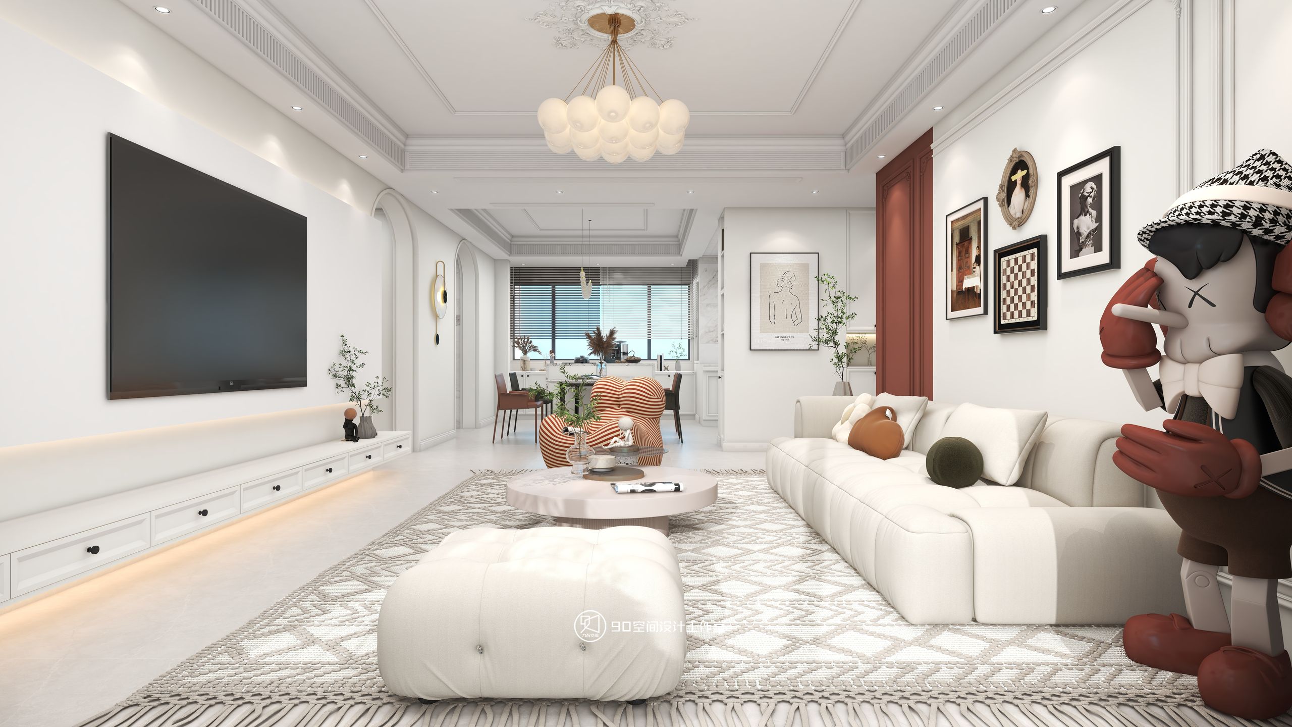 125㎡法式风,寻找家中氛围感丨90空间设计-11