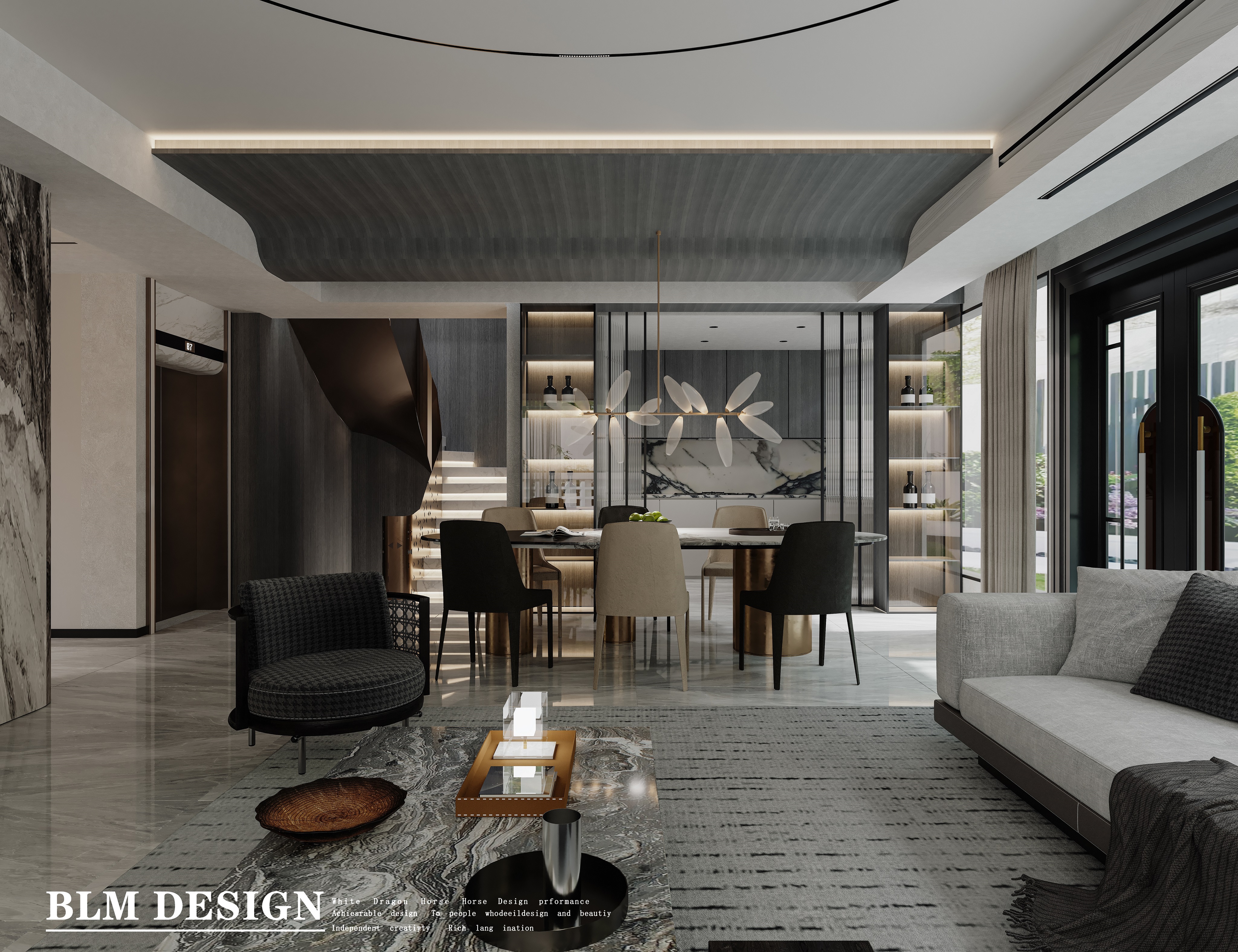 别墅 黑白灰 纯色简约风 渲染案例-1