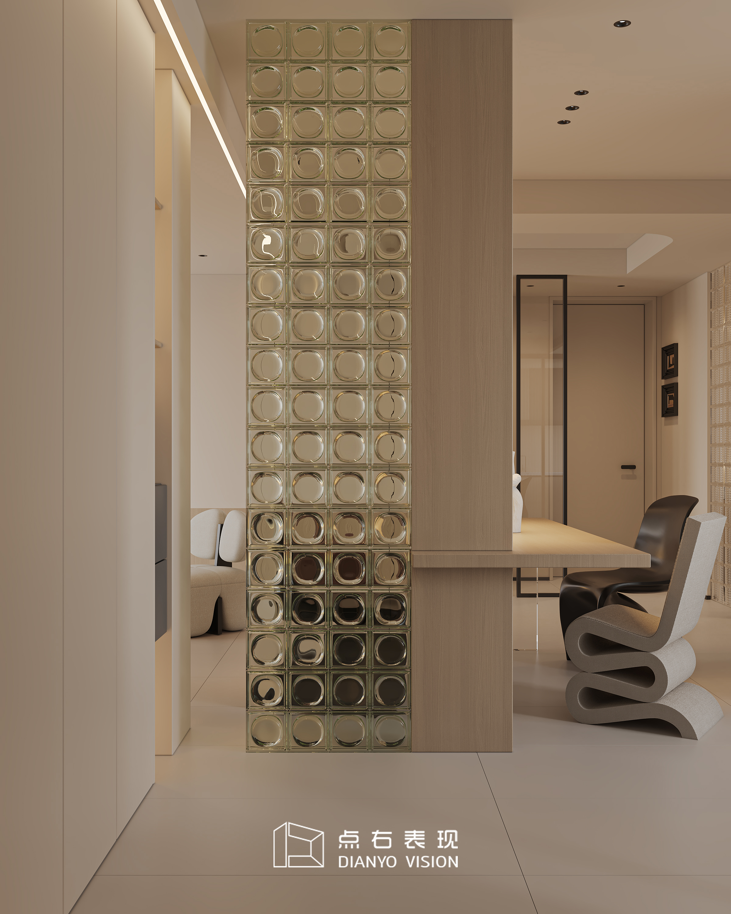 现代奶油风室内设计丨点右效果图表现-8