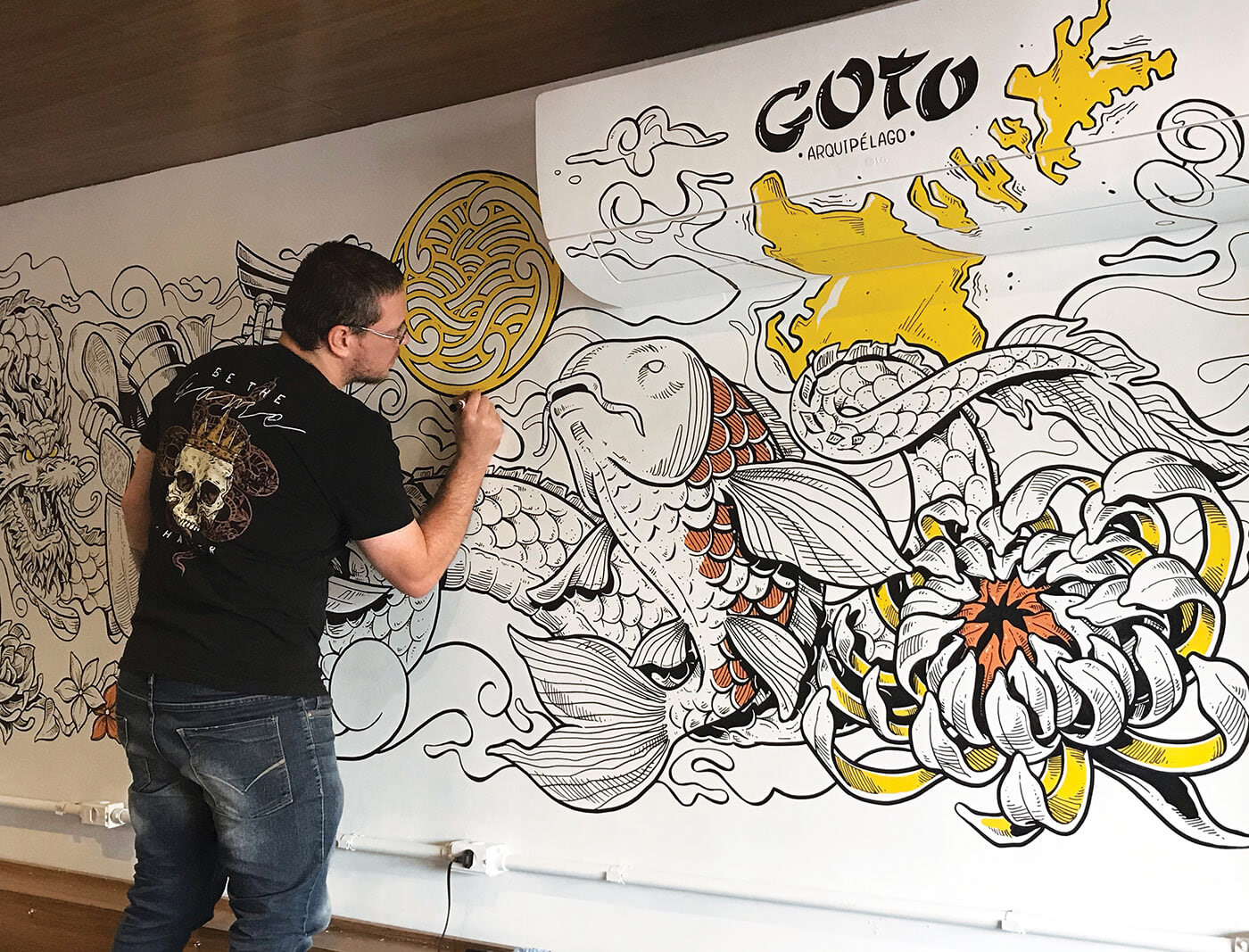 Goto 日本料理餐厅墙绘设计-15