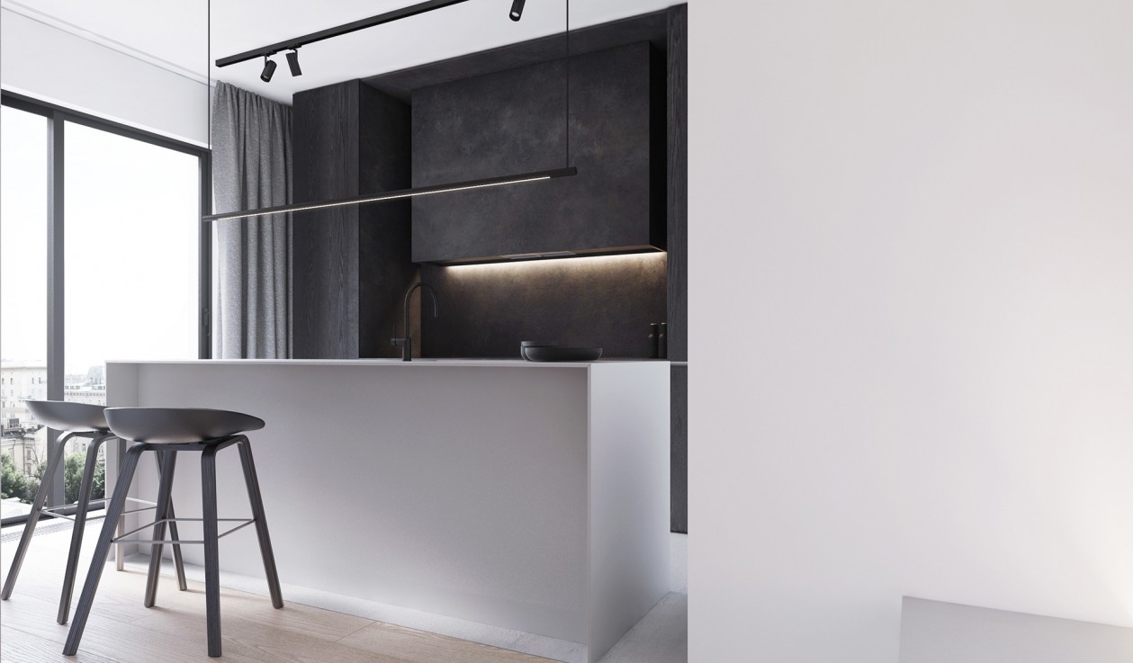 极简白+高级黑 现代极简风空间设计-7