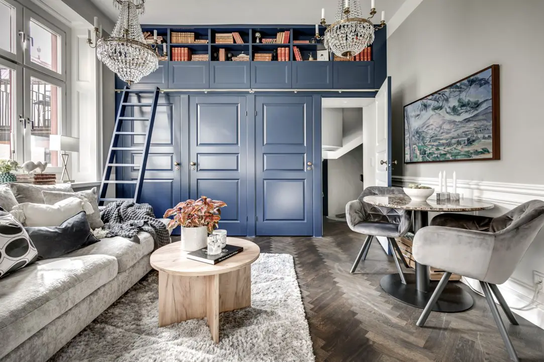 斯德哥尔摩蓝色古典公寓设计-7