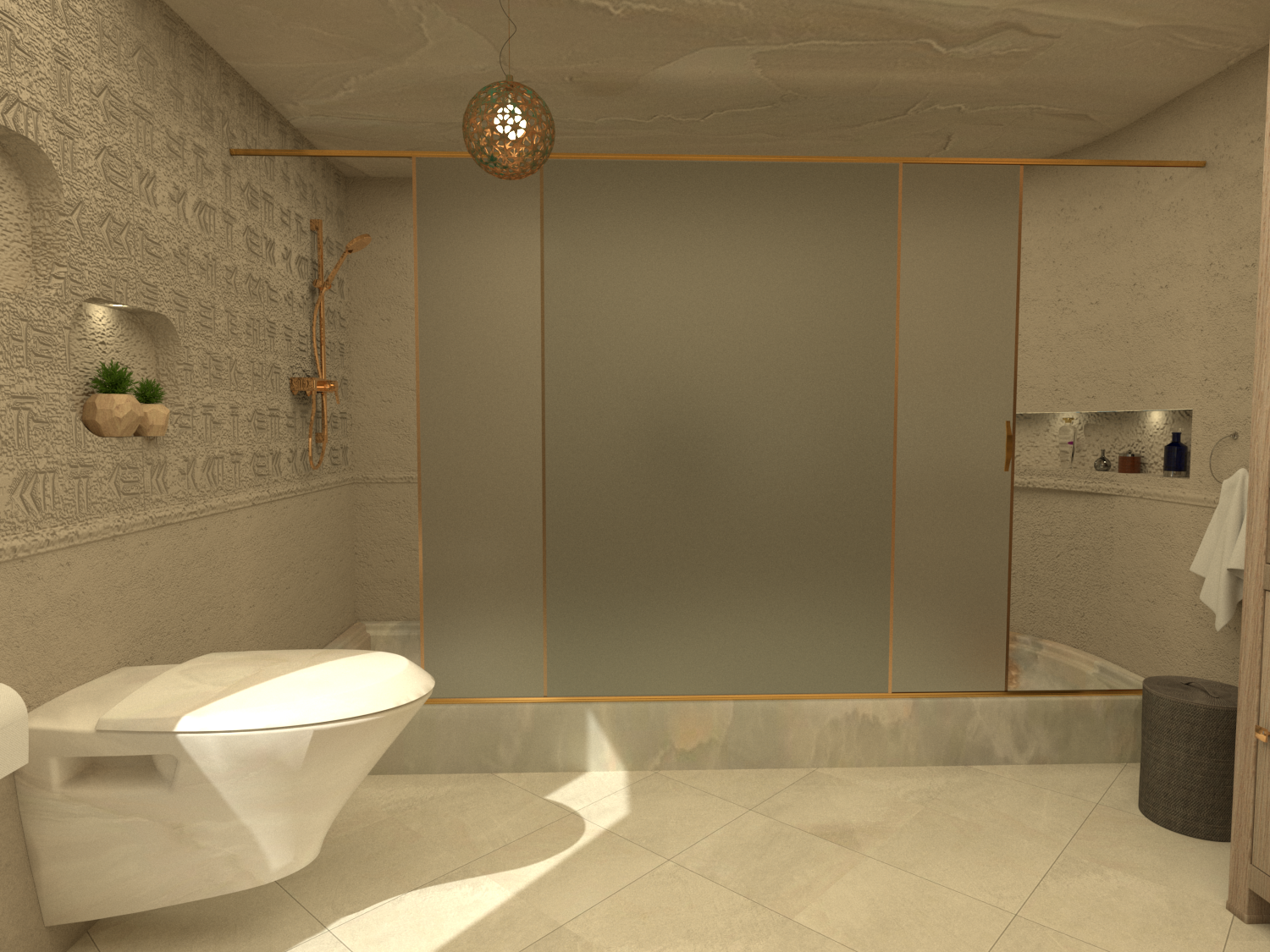 Bathroom with Cuneiform language design-2