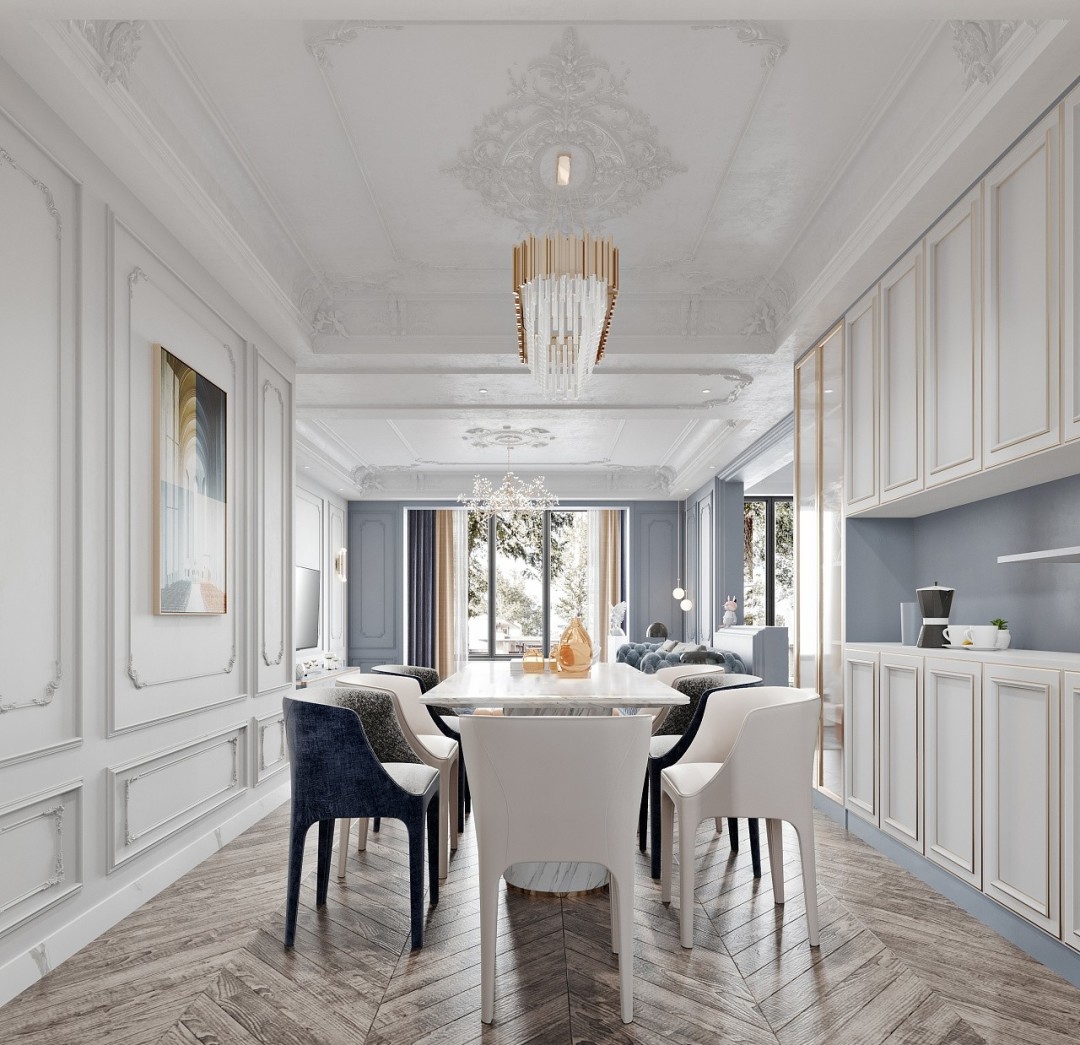 220㎡迷雾蓝法式轻奢自带优雅气质-6