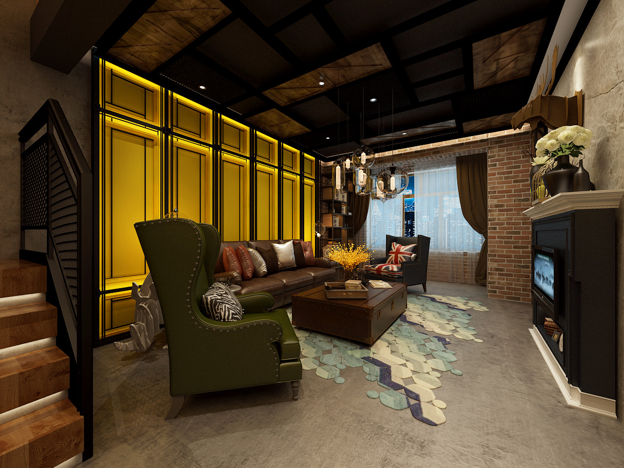 充满工业风格的房子-7