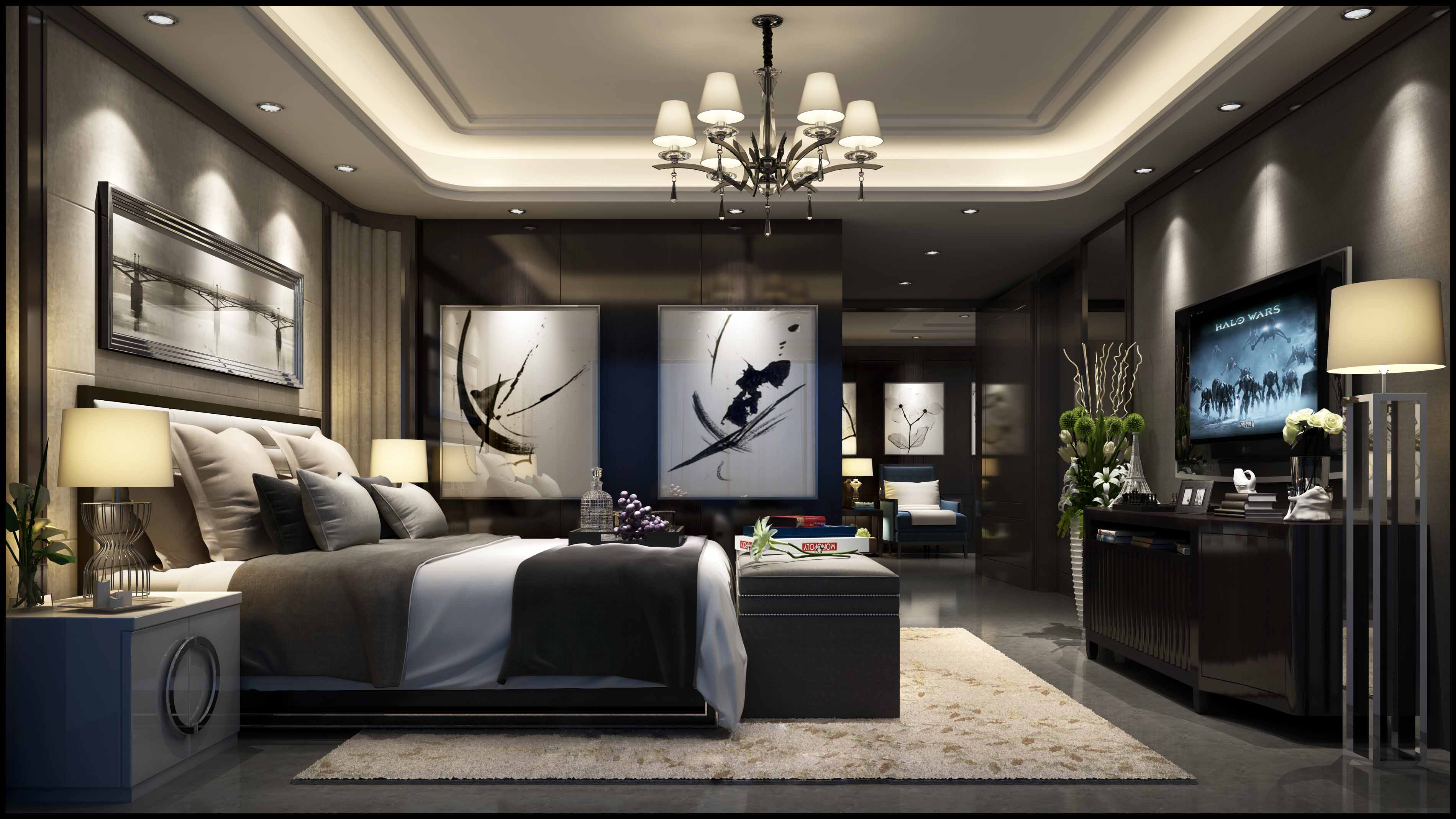 新中式 中式古典 奢华家装别墅样板房-3-37