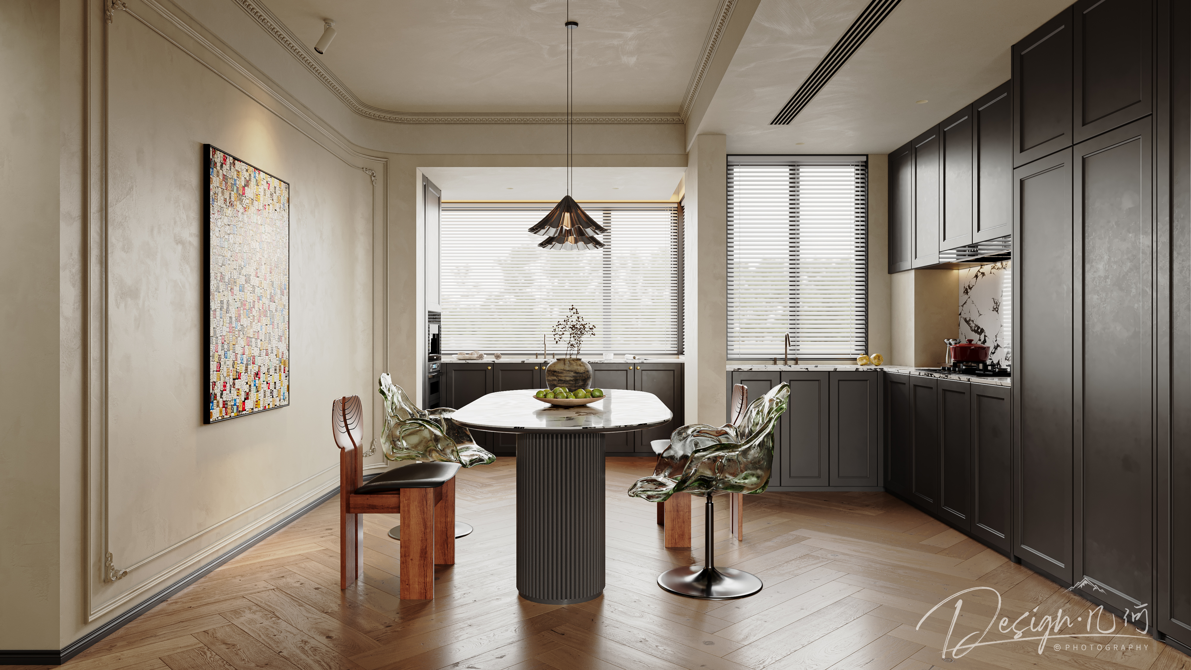 几何空间视觉表现 | 奥莱壹号院轻法中古风客餐厅-3