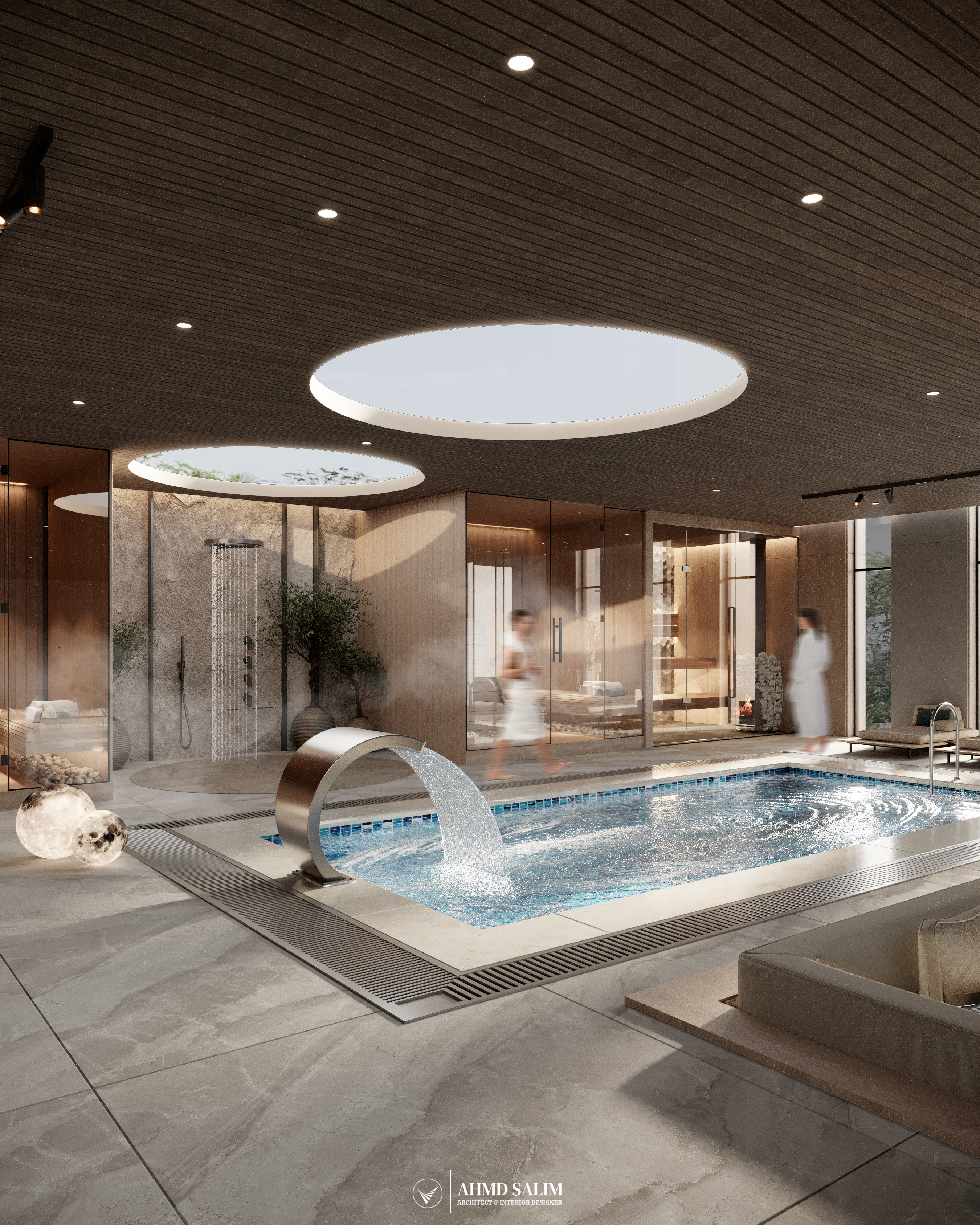 泳池和带蒸汽区的客厅丨英国丨@ahmd.salim.designs-8