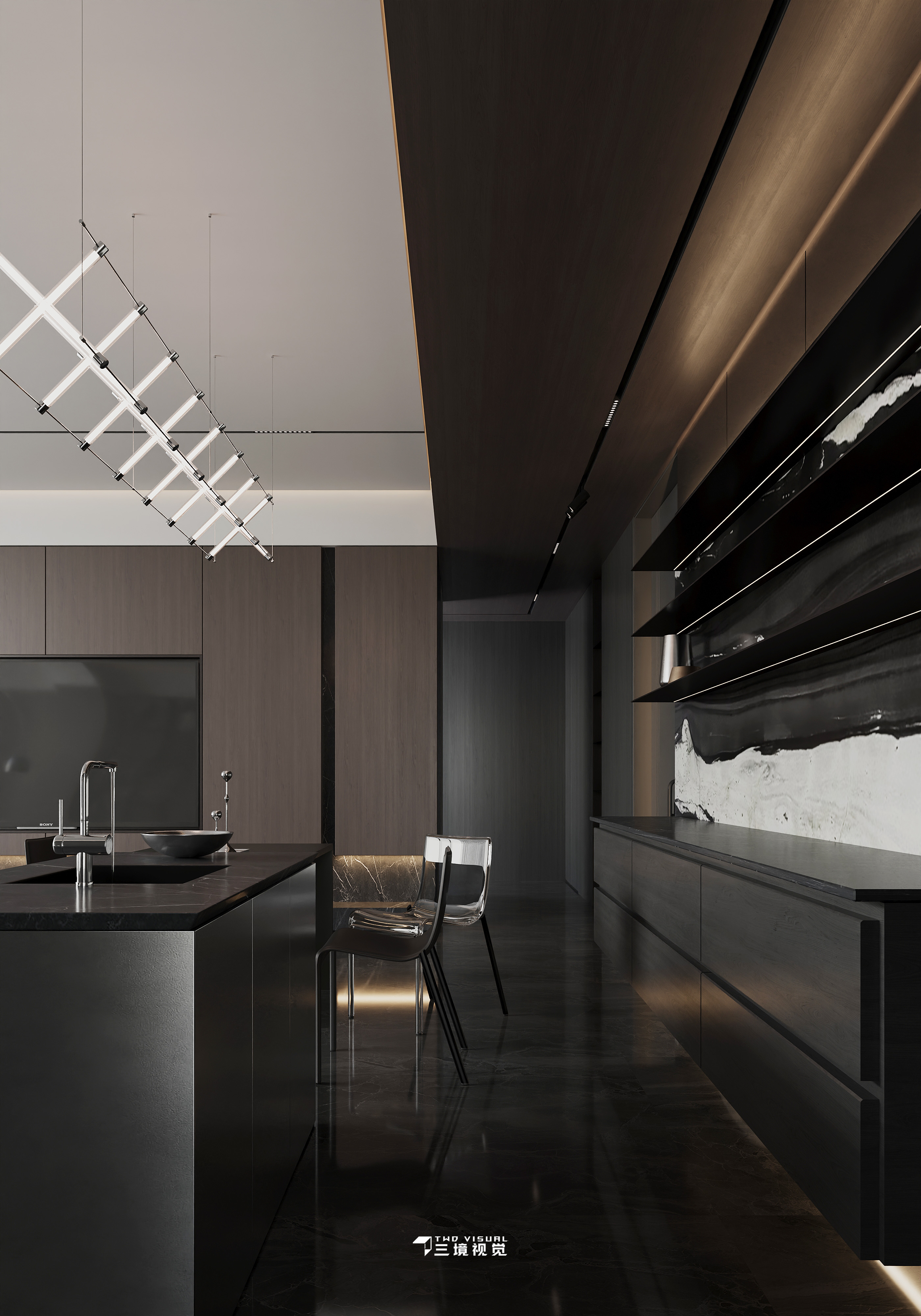 住宅-180平暗黑现代风设计-5