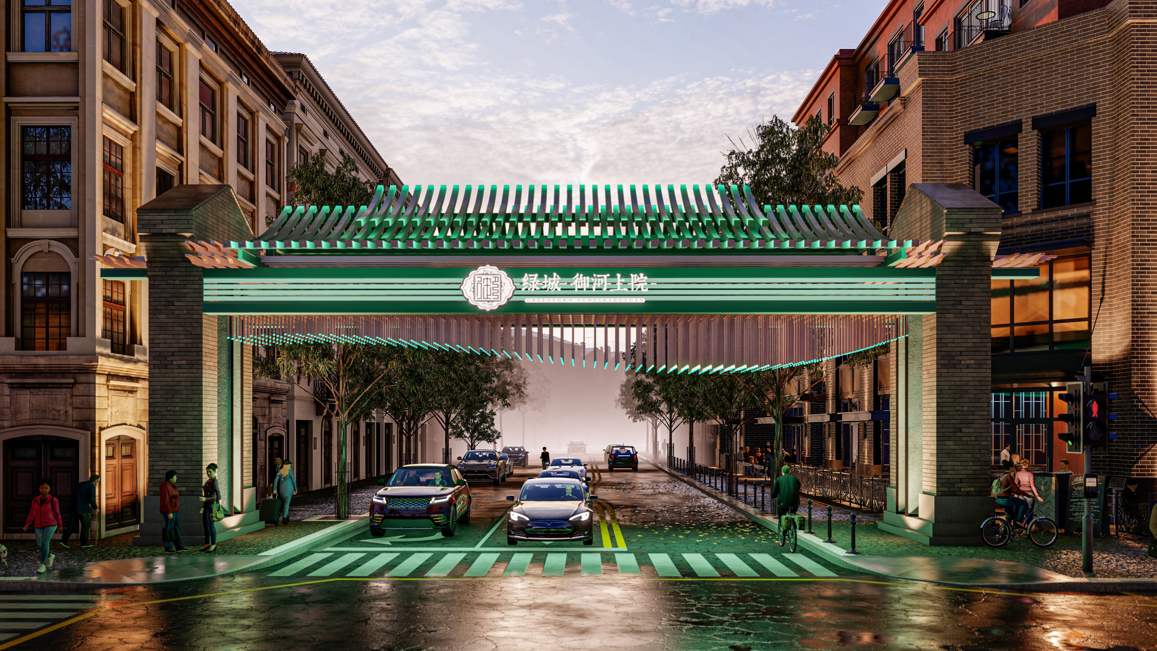 绿城御河上院别墅区商业街道龙门架设计丨中国石家庄-16