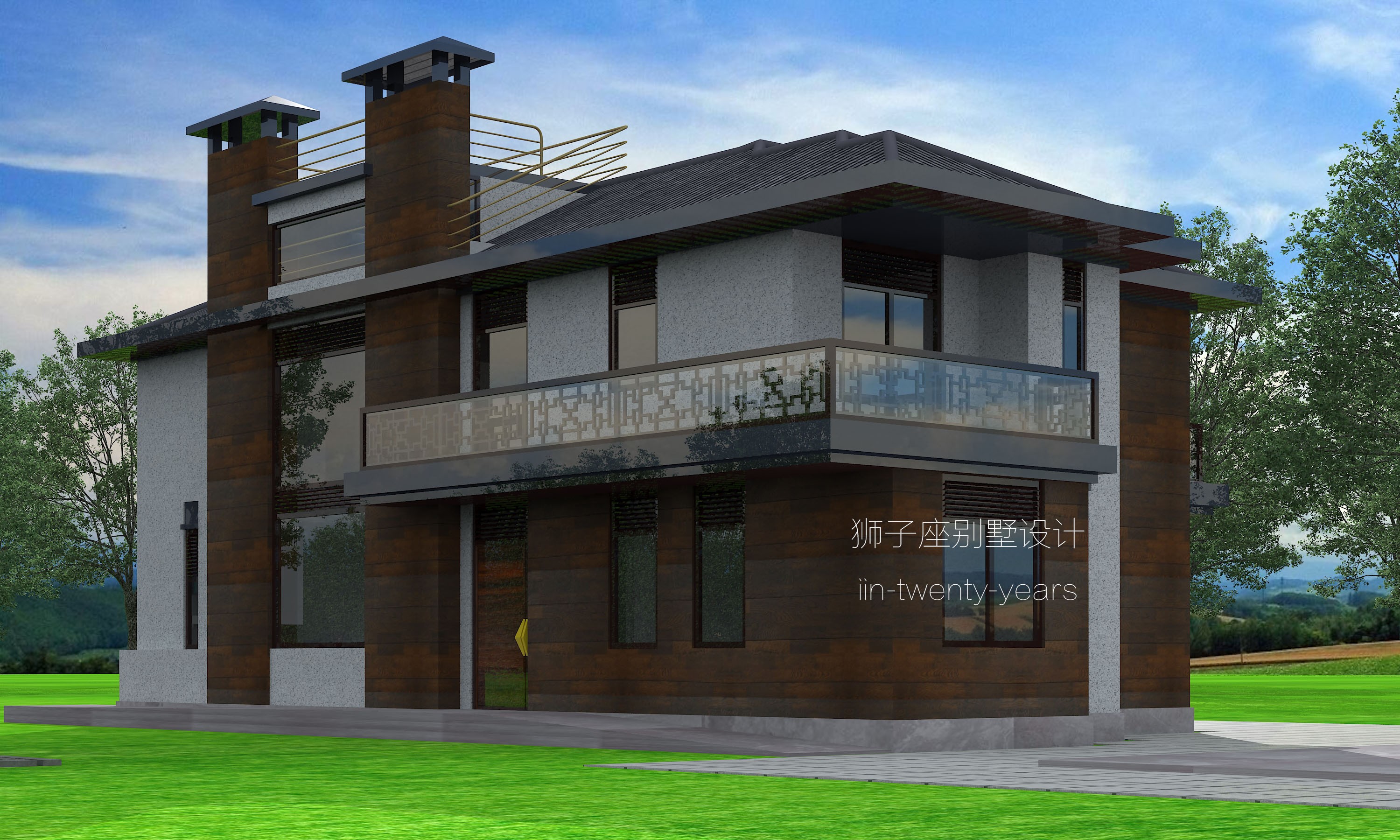 湖南二层自建房别墅设计丨中国湖南丨狮子座自建房\别墅设计-3