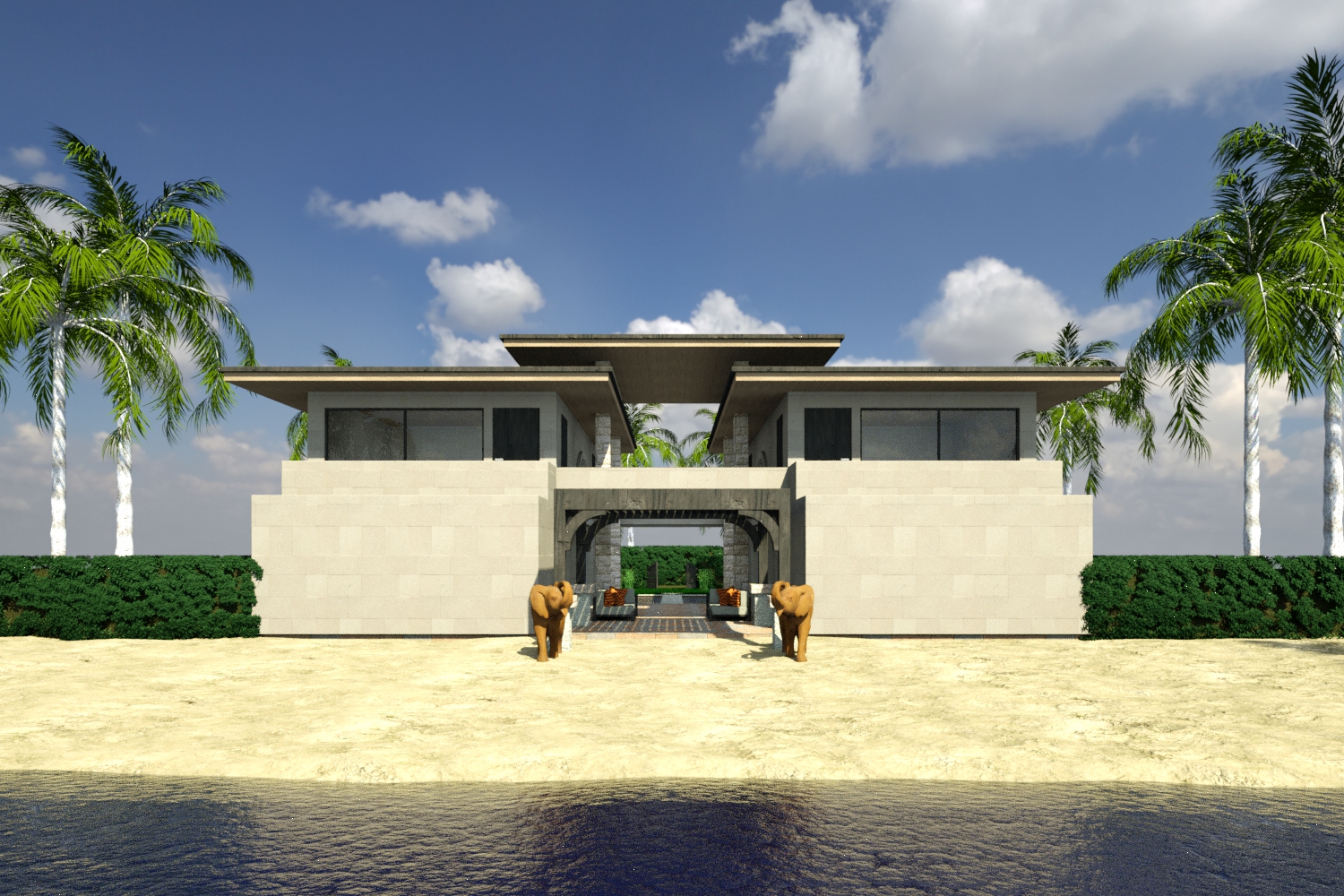 建筑表现 | 沙滩度假屋-5