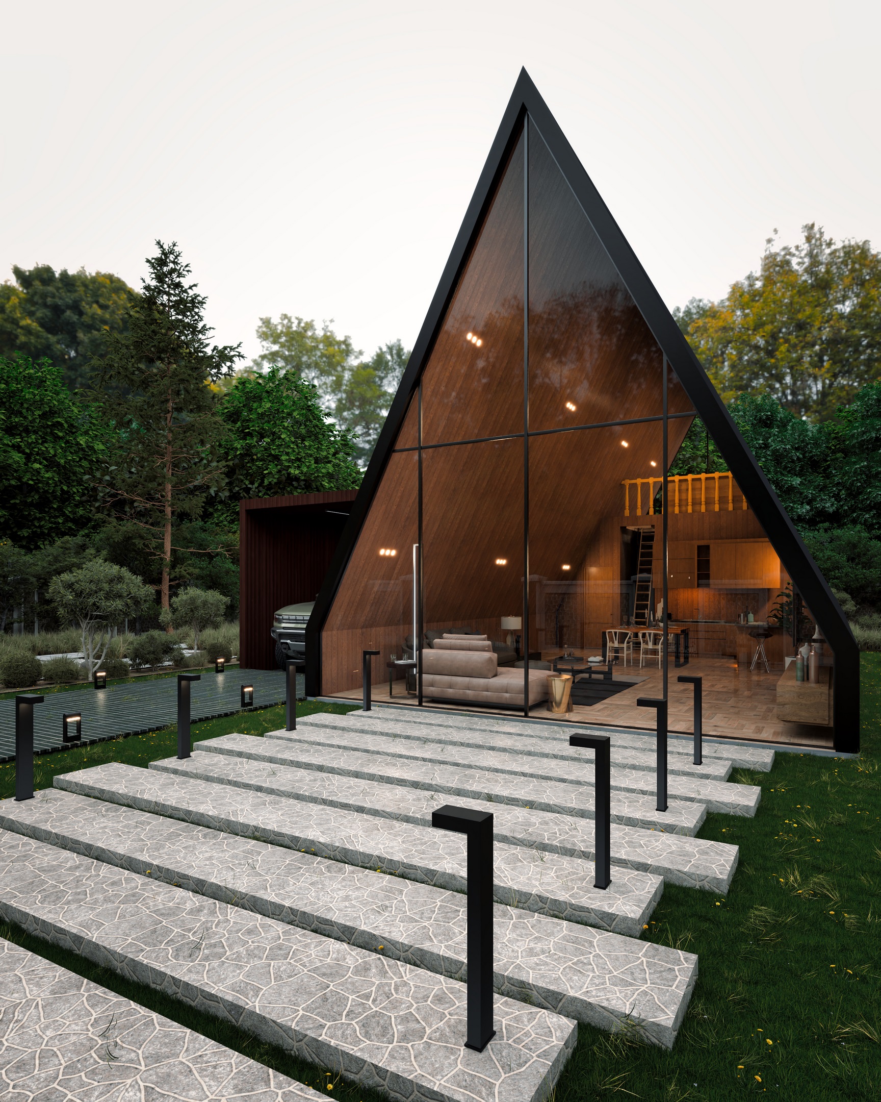 Modern Aframe cabin l interior design-4