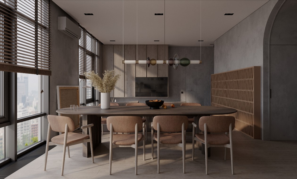 120 平北欧风暖色系日景夜景设计案例-5