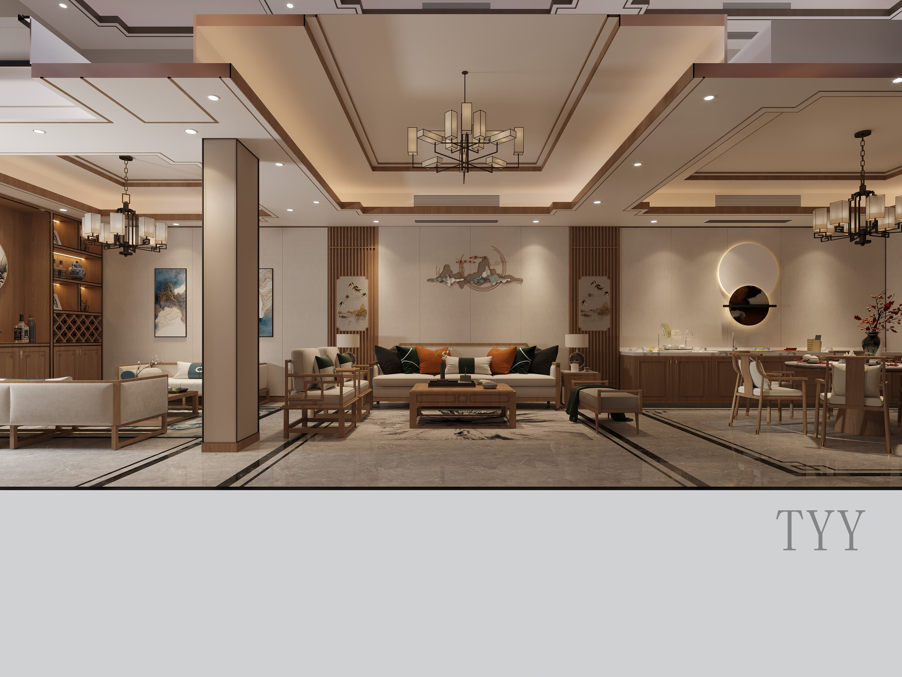 新中式轻奢公寓设计，回归诗意清宁-1