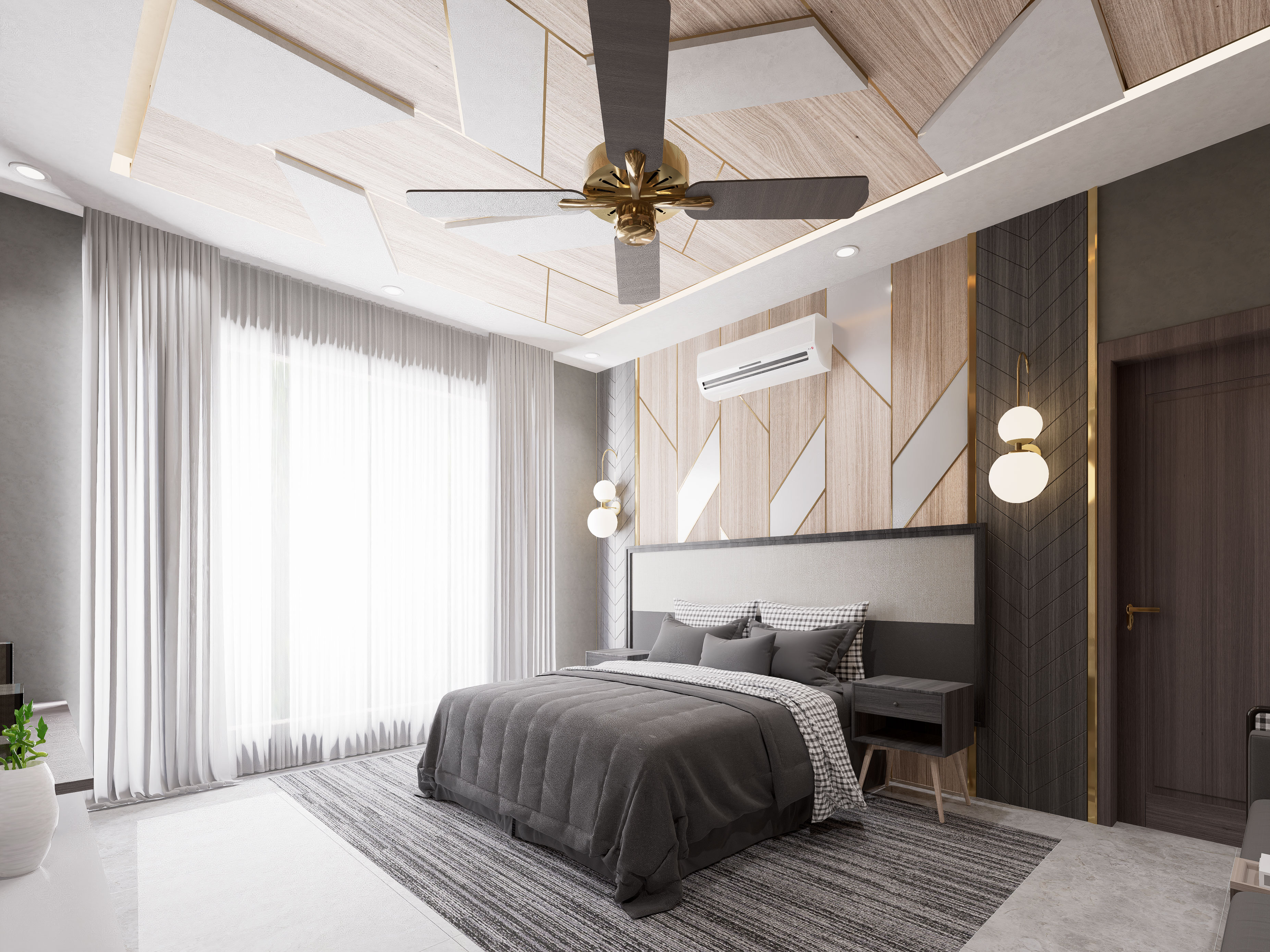 现代卧室室内效果图-1