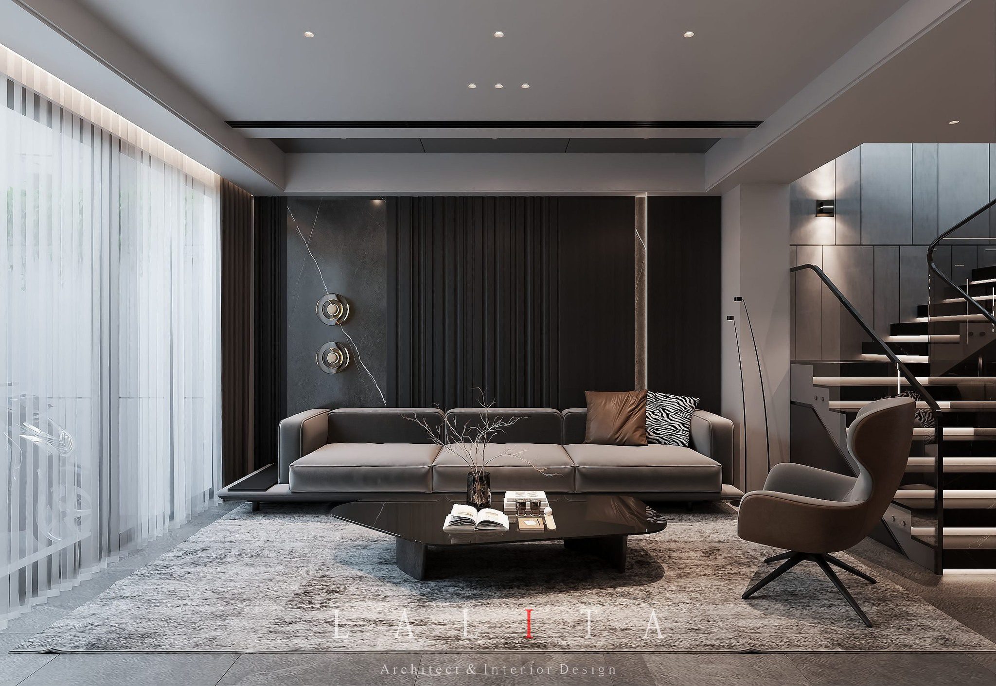 14914. Free Sketchup Living Room- Kitchen Interior-1