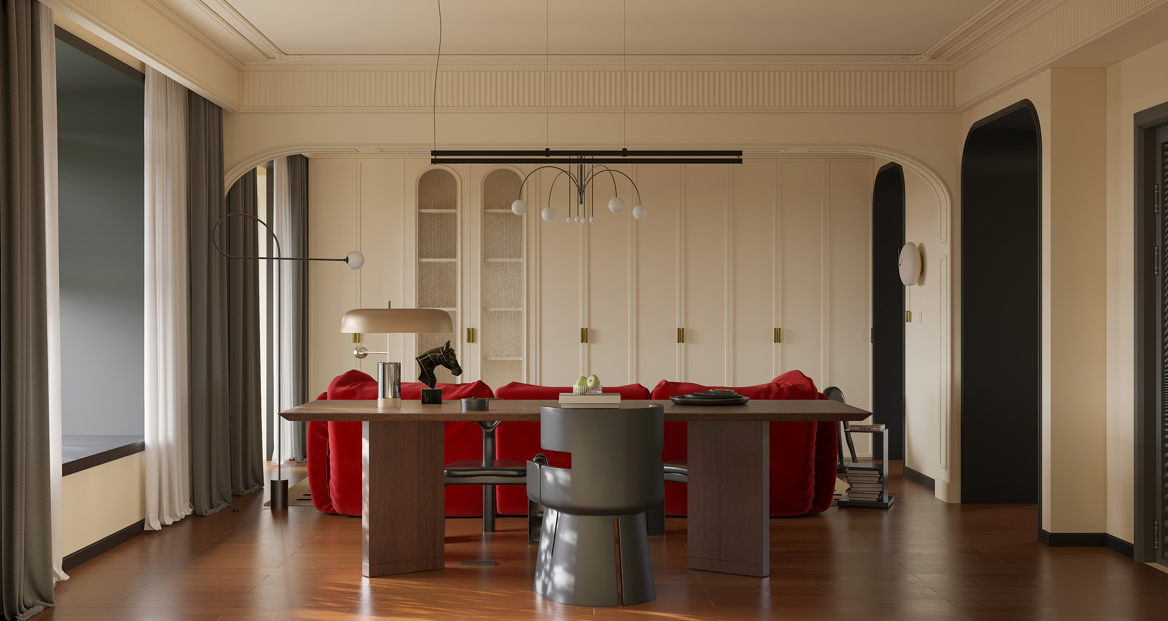 轻法式客餐厅设计丨室内表现进阶训练营-13