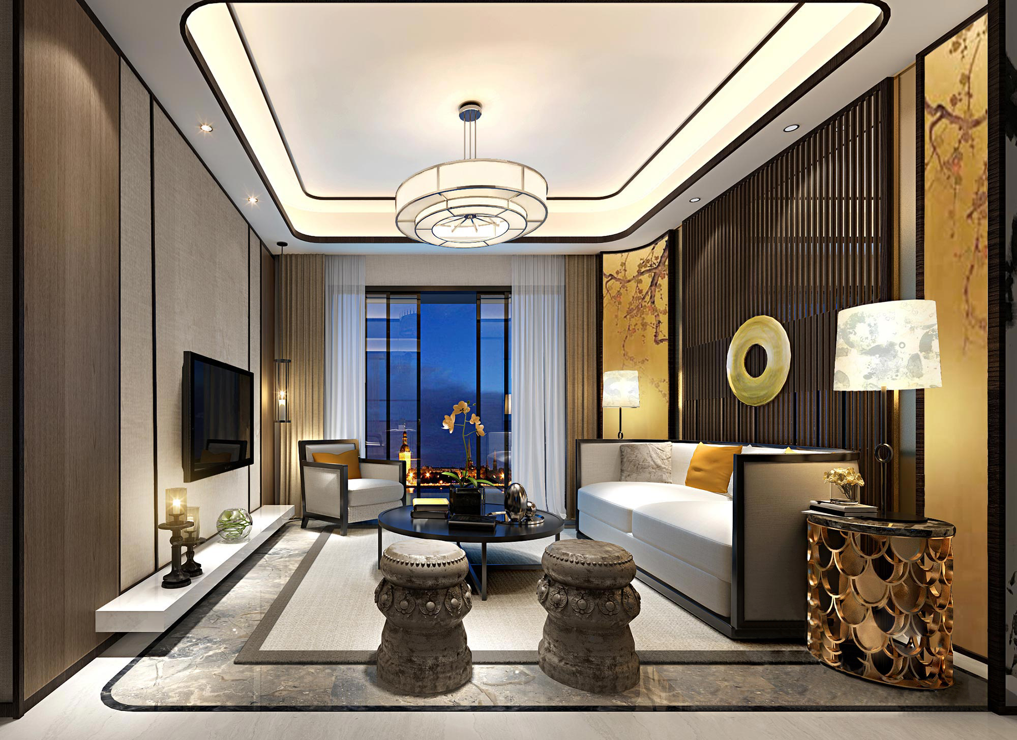 新中式 中式古典 奢华家装别墅样板房-16-36