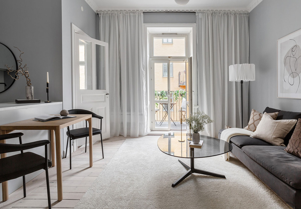 舒适北欧小公寓,灰色基调搭配温馨贝壳色调-5