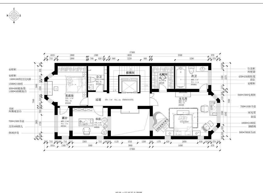 
欧式法式新中式别墅设计作品王文泉107 -11