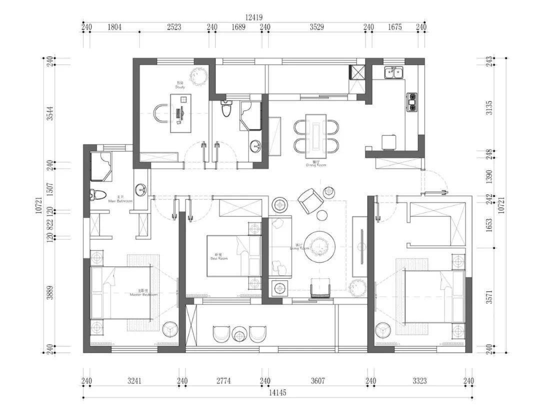 烟灰色轻奢平层软装改造-1