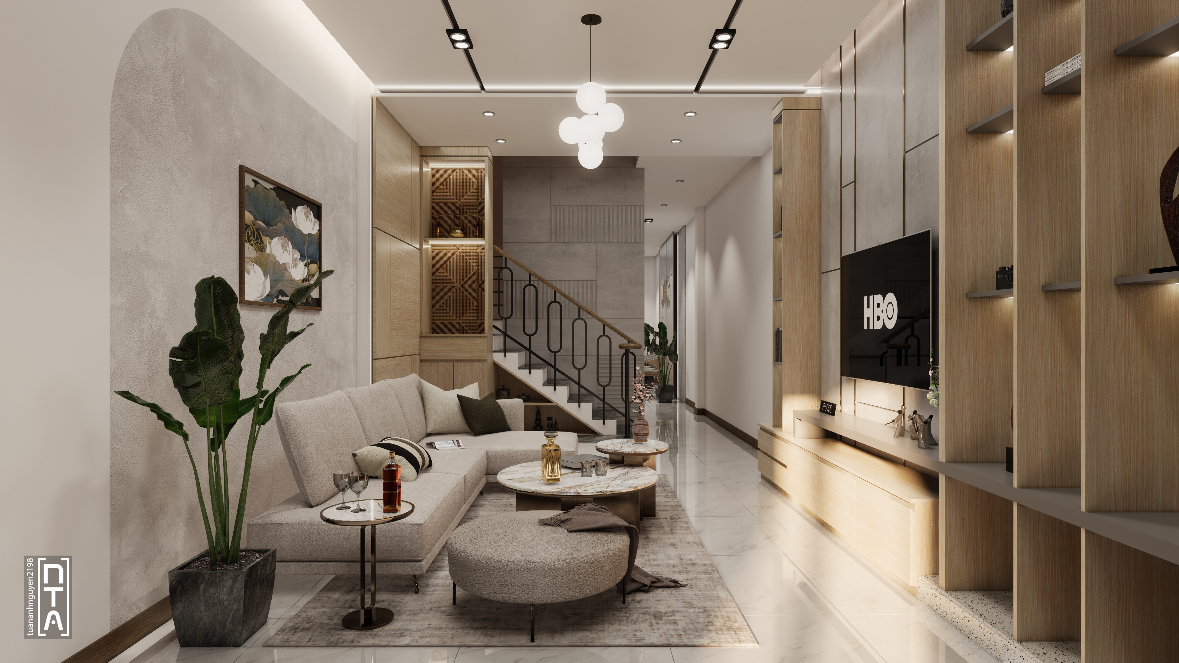 Townhouse- Livingroom and Kitchen interior-5