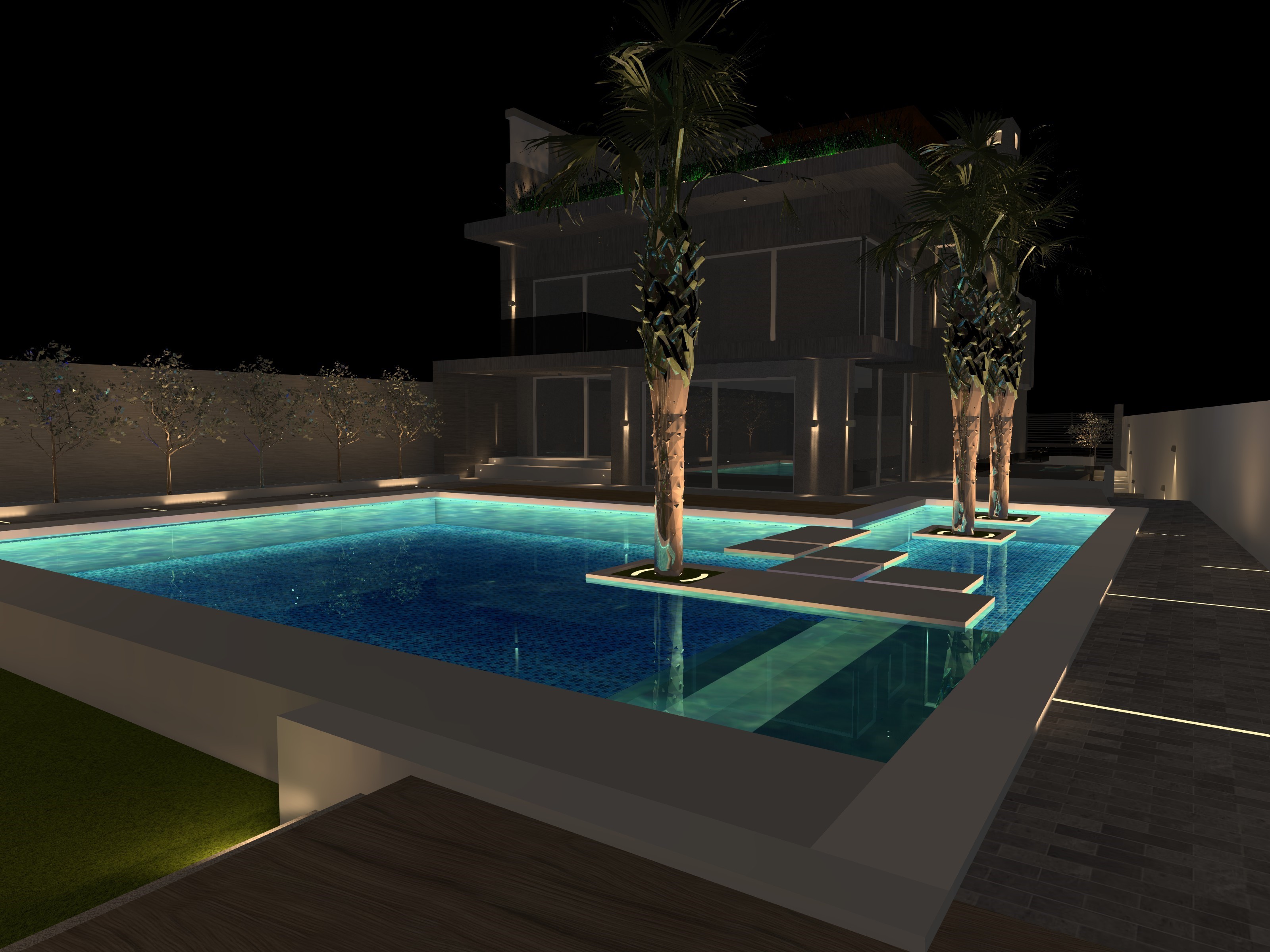 Private Villa Facade & Landscape Lighting design-6