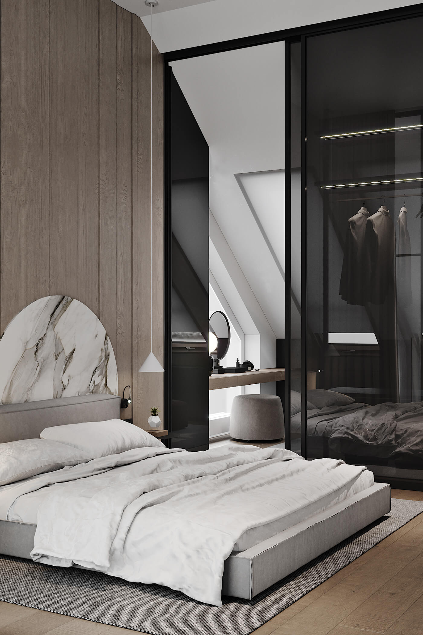 127㎡住宅设计，黑白灰+原木，超有魅力！-22