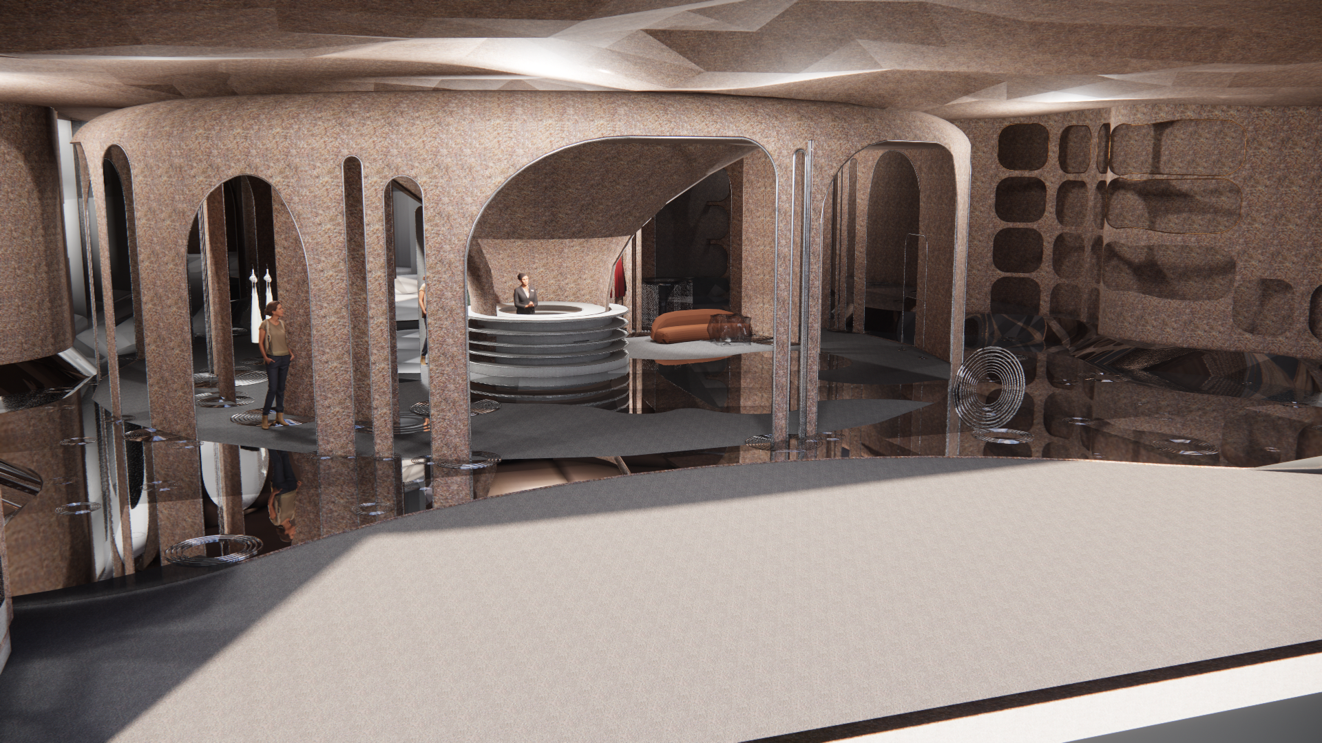 服装店室内装饰  水滴飞溅与洞穴概念设计-1