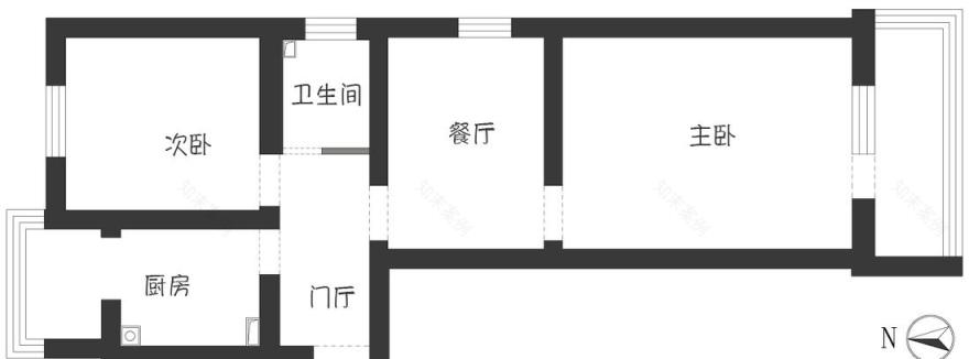 北京 60 平长条老房翻新,打造南北通透日式小家-4