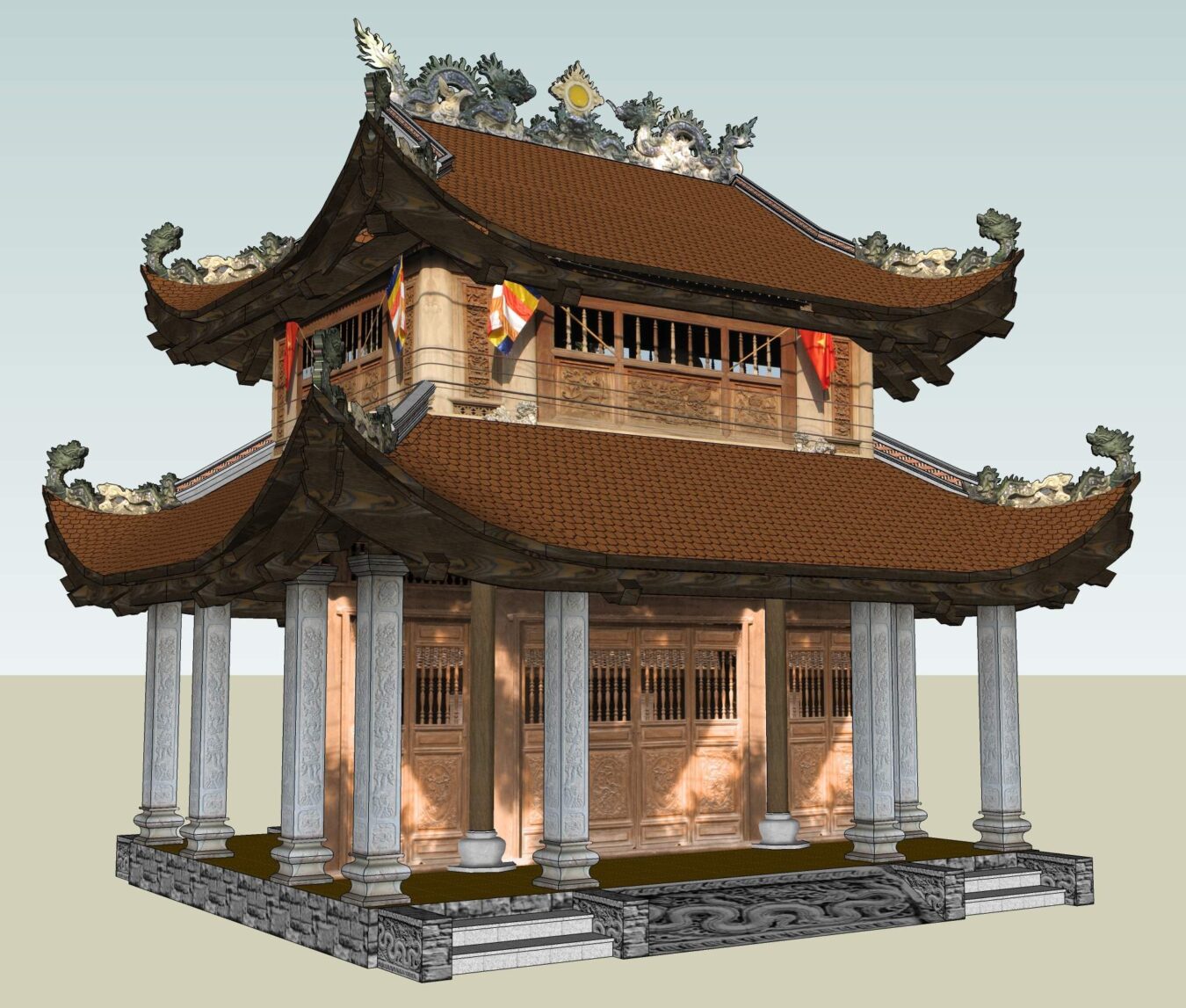 越南古建筑寺庙Sketchup模型库（P1）-5