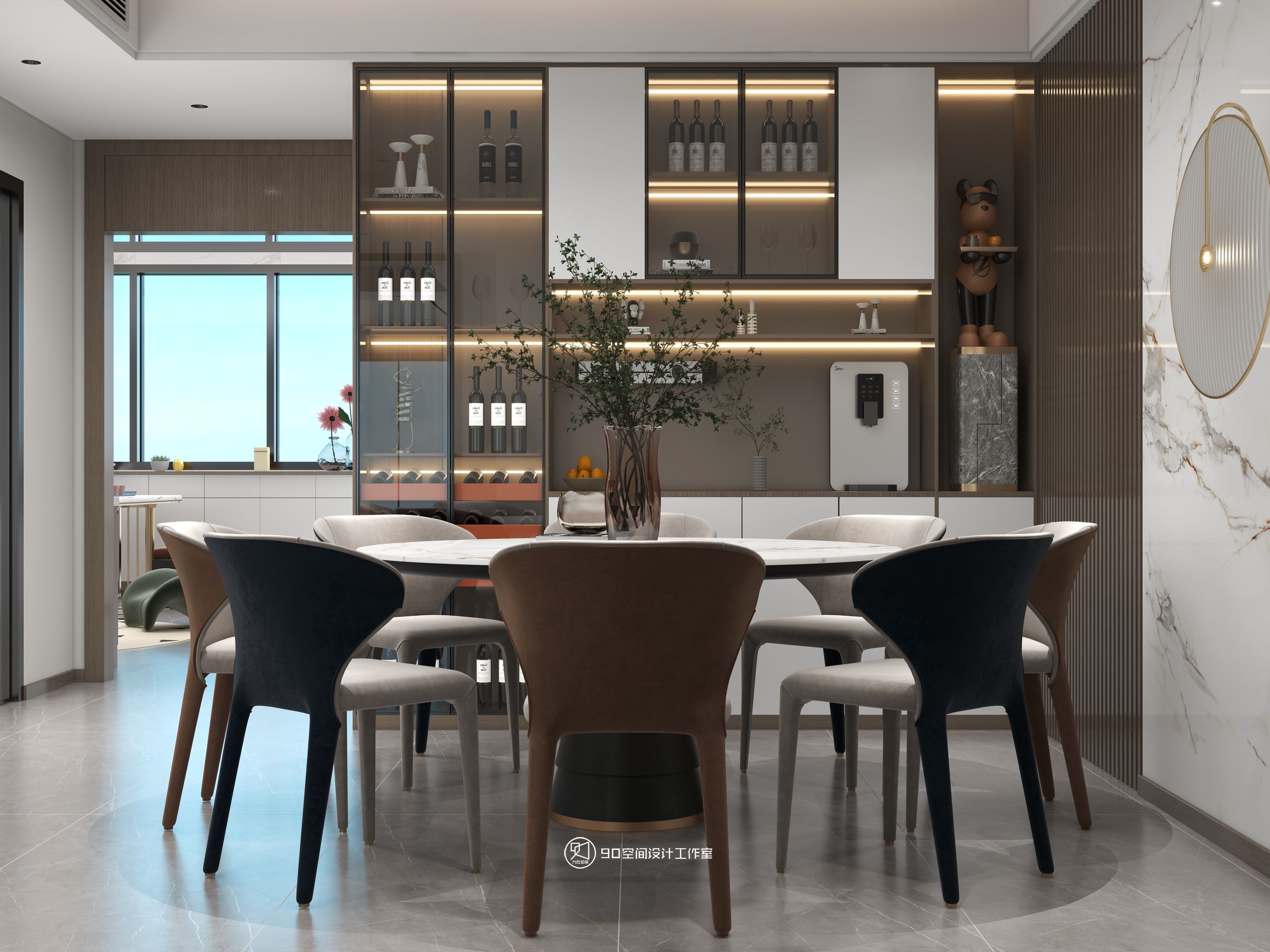 海市蜃楼现代轻奢风格挑高别墅设计丨90 空间设计-19